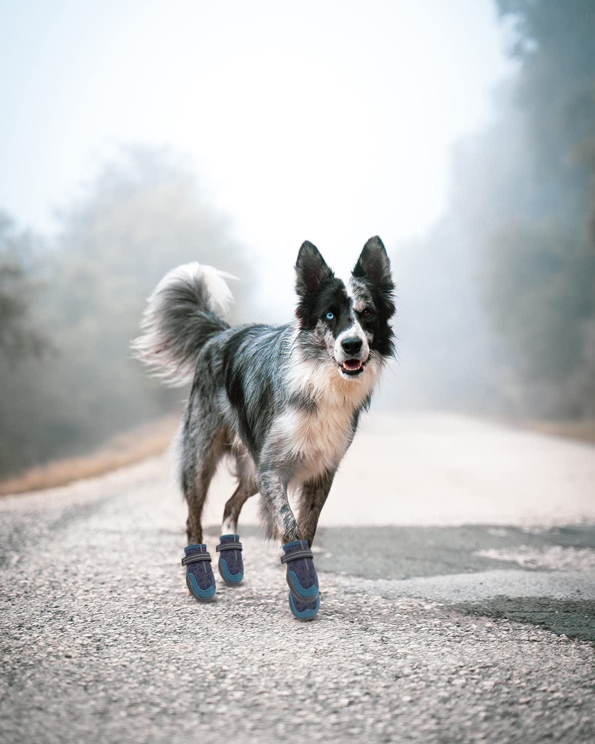 LETSQK Dog Boots, Dog Shoes with Adjustable Reflective Straps for Medium Large Dogs, Non-Slip Waterproof Snow Boots Rain Boots for Dogs, Warm Hiking Paw Protector for Medium Large Dogs, 4Pcs Animals & Pet Supplies > Pet Supplies > Dog Supplies > Dog Apparel LETSQK   