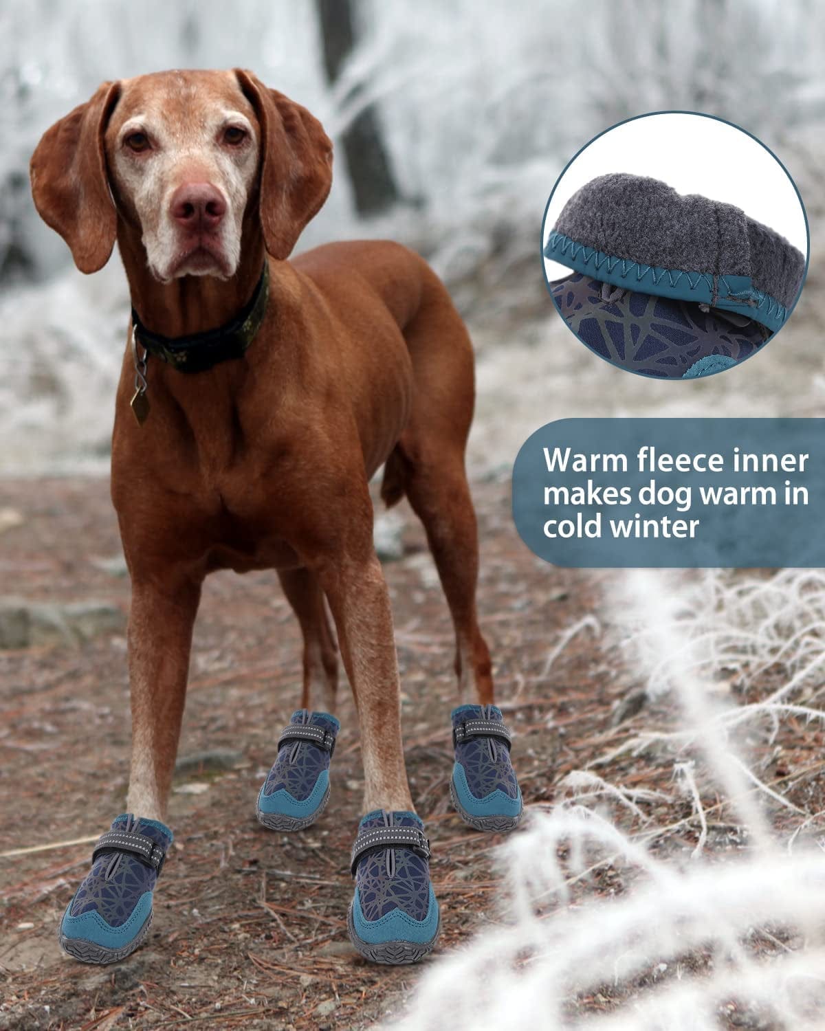 LETSQK Dog Boots, Dog Shoes with Adjustable Reflective Straps for Medium Large Dogs, Non-Slip Waterproof Snow Boots Rain Boots for Dogs, Warm Hiking Paw Protector for Medium Large Dogs, 4Pcs Animals & Pet Supplies > Pet Supplies > Dog Supplies > Dog Apparel LETSQK   