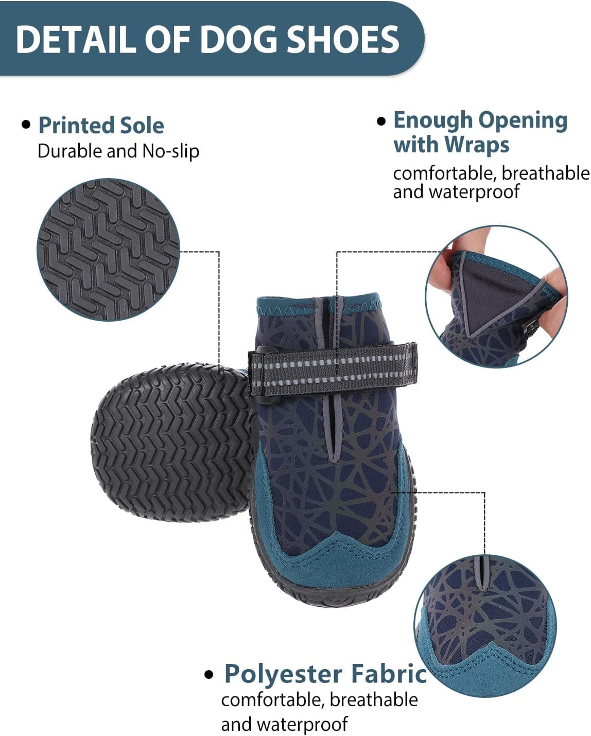 LETSQK Dog Boots, Dog Shoes with Adjustable Reflective Straps for Medium Large Dogs, Non-Slip Waterproof Snow Boots Rain Boots for Dogs, Warm Hiking Paw Protector for Medium Large Dogs, 4Pcs Animals & Pet Supplies > Pet Supplies > Dog Supplies > Dog Apparel LETSQK   