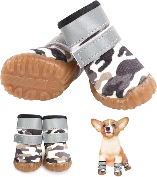 LETSQK Dog Shoes, Winter Dog Boots with Reflective Straps, Rugged Rubber Anti-Slip Sole Dog Snow Boots for Small Dogs 4 PCS, Black, 3 Animals & Pet Supplies > Pet Supplies > Dog Supplies > Dog Apparel LETSQK Black 5 