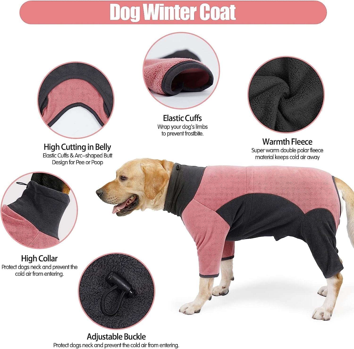 LIANZIMAU Fleece Dog Coat with Legs Warm Coats & Jackets for Dog Cold Weather Coats for Small Medium Large Pet Indoor & Outdoor Wear Animals & Pet Supplies > Pet Supplies > Dog Supplies > Dog Apparel LIANZIMAU   