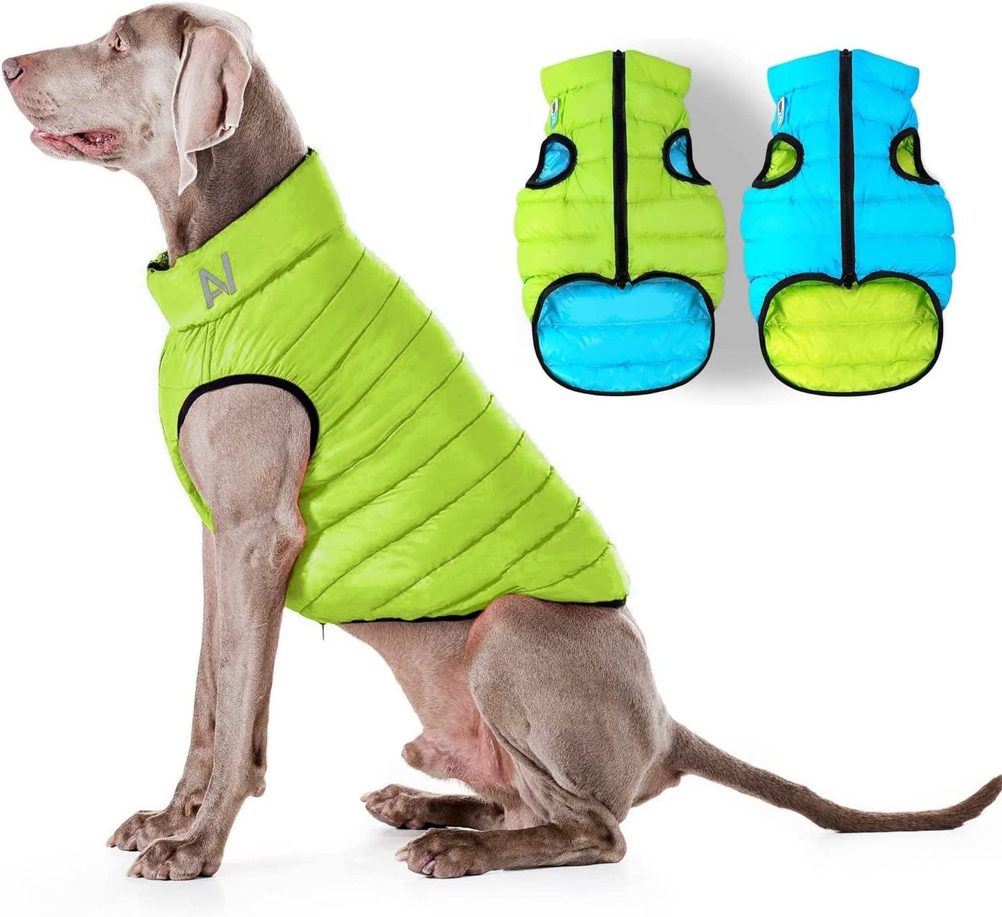 Lightweight Reversible Winter Dog Coat - Warm Dog Jacket - Water Resistant Windproof - Insulated Dog Jacket for Small, Medium & Large Dogs - Comfortable Dog Puffer Vest - S 35- Pink Purple Animals & Pet Supplies > Pet Supplies > Dog Supplies > Dog Apparel AiryVest Light Green Blue S (standard): Chest 19-20" 