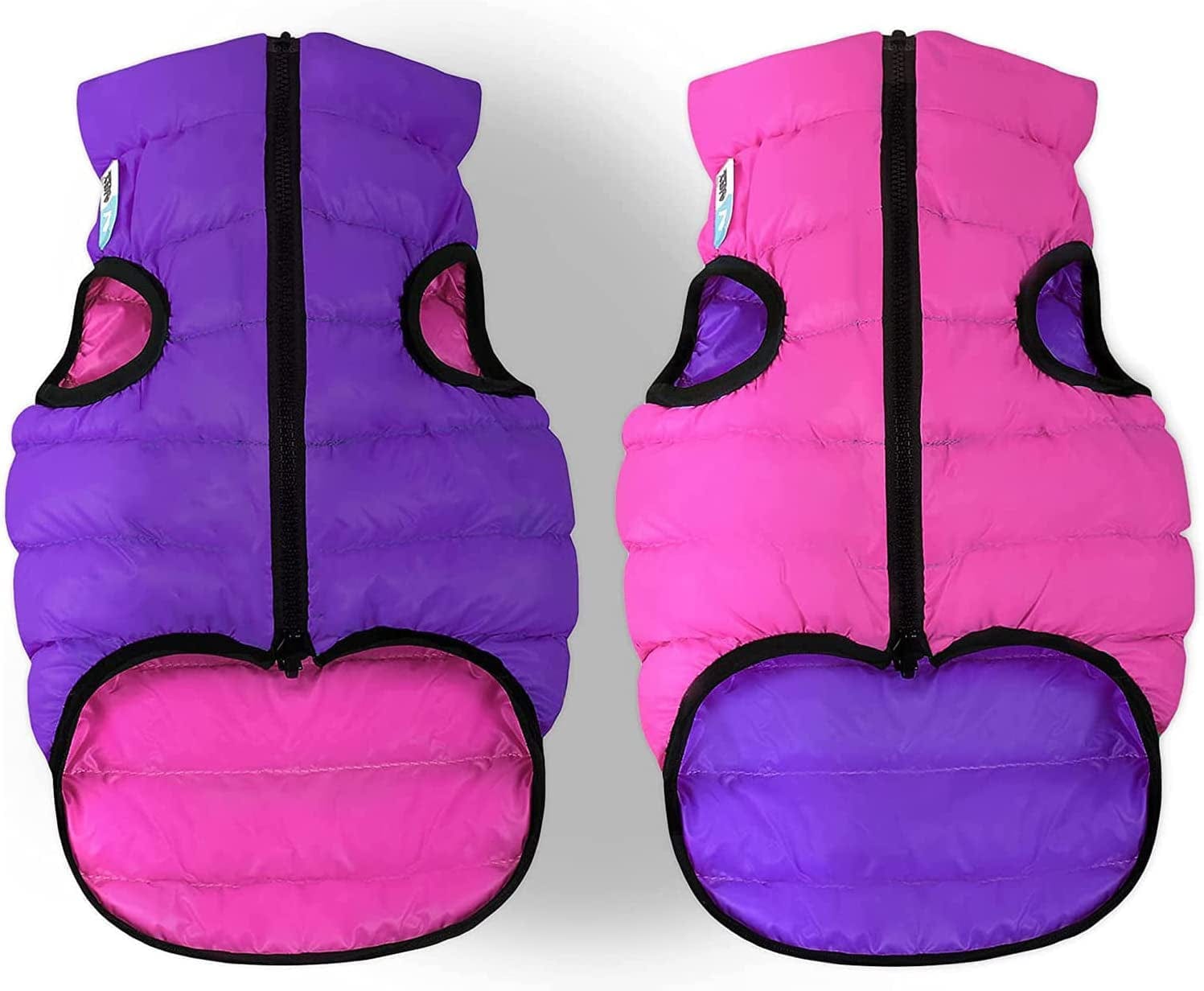 Lightweight Reversible Winter Dog Coat - Warm Dog Jacket - Water Resistant Windproof - Insulated Dog Jacket for Small, Medium & Large Dogs - Comfortable Dog Puffer Vest - S 35- Pink Purple Animals & Pet Supplies > Pet Supplies > Dog Supplies > Dog Apparel AiryVest   