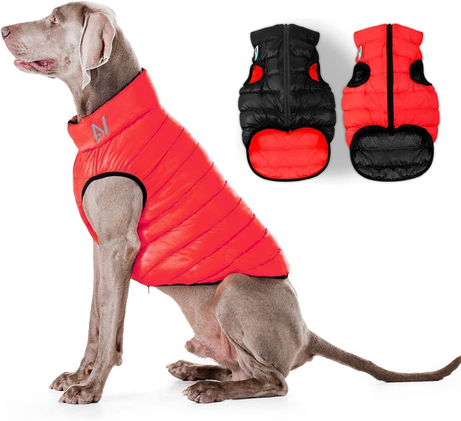 Lightweight Reversible Winter Dog Coat - Warm Dog Jacket - Water Resistant Windproof - Insulated Dog Jacket for Small, Medium & Large Dogs - Comfortable Dog Puffer Vest - S 35- Pink Purple Animals & Pet Supplies > Pet Supplies > Dog Supplies > Dog Apparel AiryVest Black Red S (standard): Chest 19-20" 