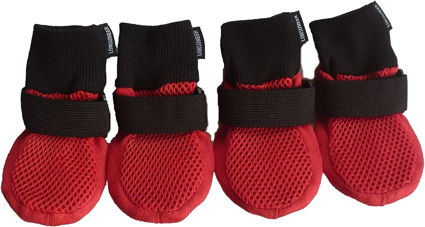 LONSUNEER Dog Boots Breathable and Protect Paws Soft Nonslip Soles Blue Color Size XS - Inner Sole Width 1.97 Inch Animals & Pet Supplies > Pet Supplies > Dog Supplies > Dog Apparel LONSUNEER Red Medium - Inner Sole Width 2.56 Inch 