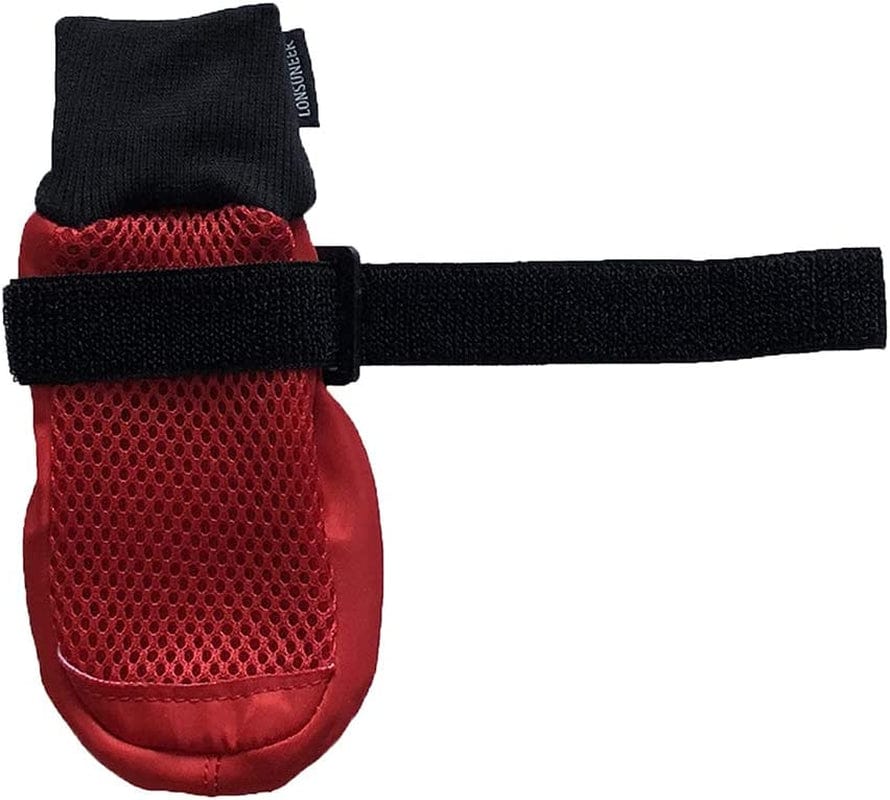 LONSUNEER Dog Boots Breathable Protect Paws Soft Nonslip Soles Set of 4 Size Large Color Red Animals & Pet Supplies > Pet Supplies > Dog Supplies > Dog Apparel Lifeful   