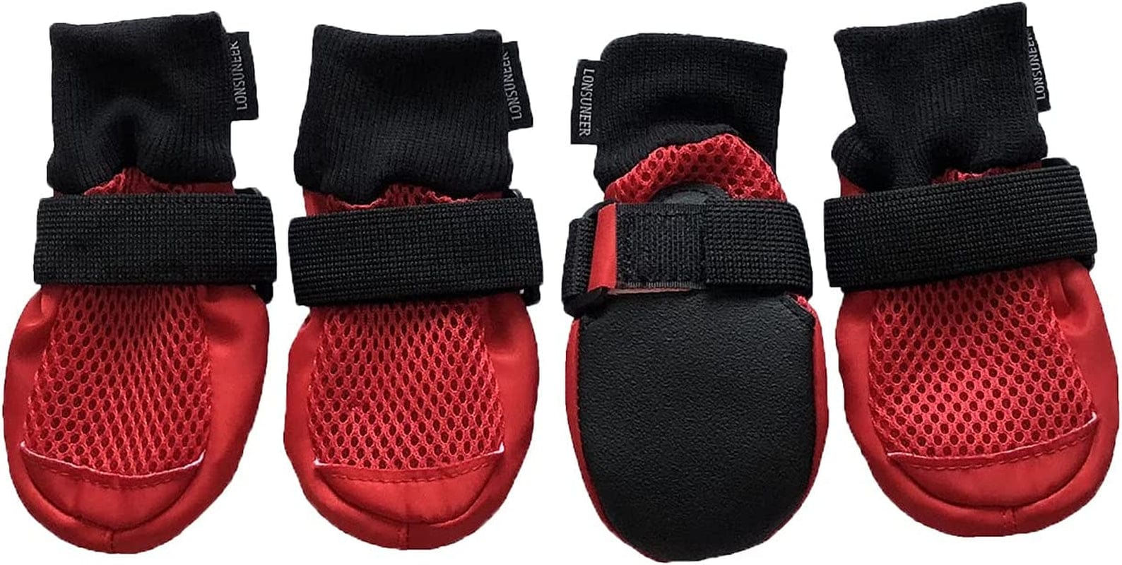 LONSUNEER Dog Boots Breathable Protect Paws Soft Nonslip Soles Set of 4 Size Large Color Red Animals & Pet Supplies > Pet Supplies > Dog Supplies > Dog Apparel Lifeful Red Medium 