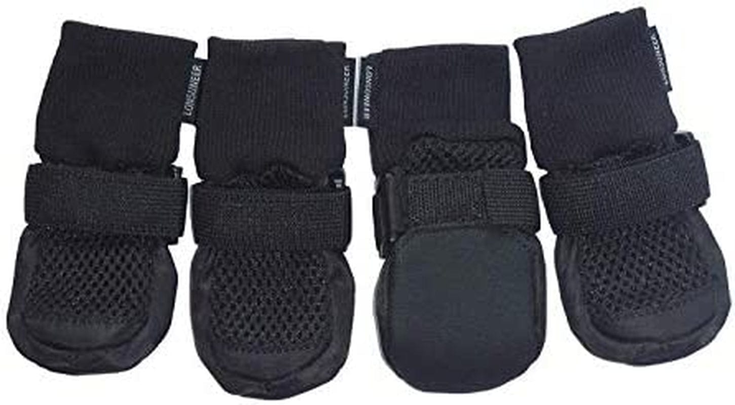 LONSUNEER Dog Boots Breathable Protect Paws Soft Nonslip Soles Set of 4 Size Large Color Red Animals & Pet Supplies > Pet Supplies > Dog Supplies > Dog Apparel Lifeful Black X-Small 