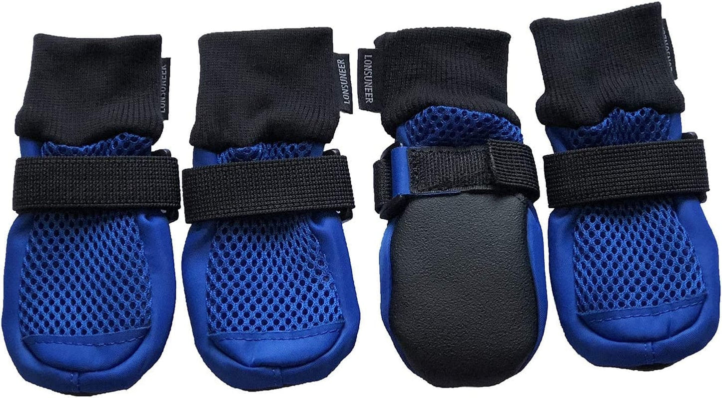 LONSUNEER Dog Boots Breathable Protect Paws Soft Nonslip Soles Set of 4 Size Large Color Red Animals & Pet Supplies > Pet Supplies > Dog Supplies > Dog Apparel Lifeful Blue X-Small 