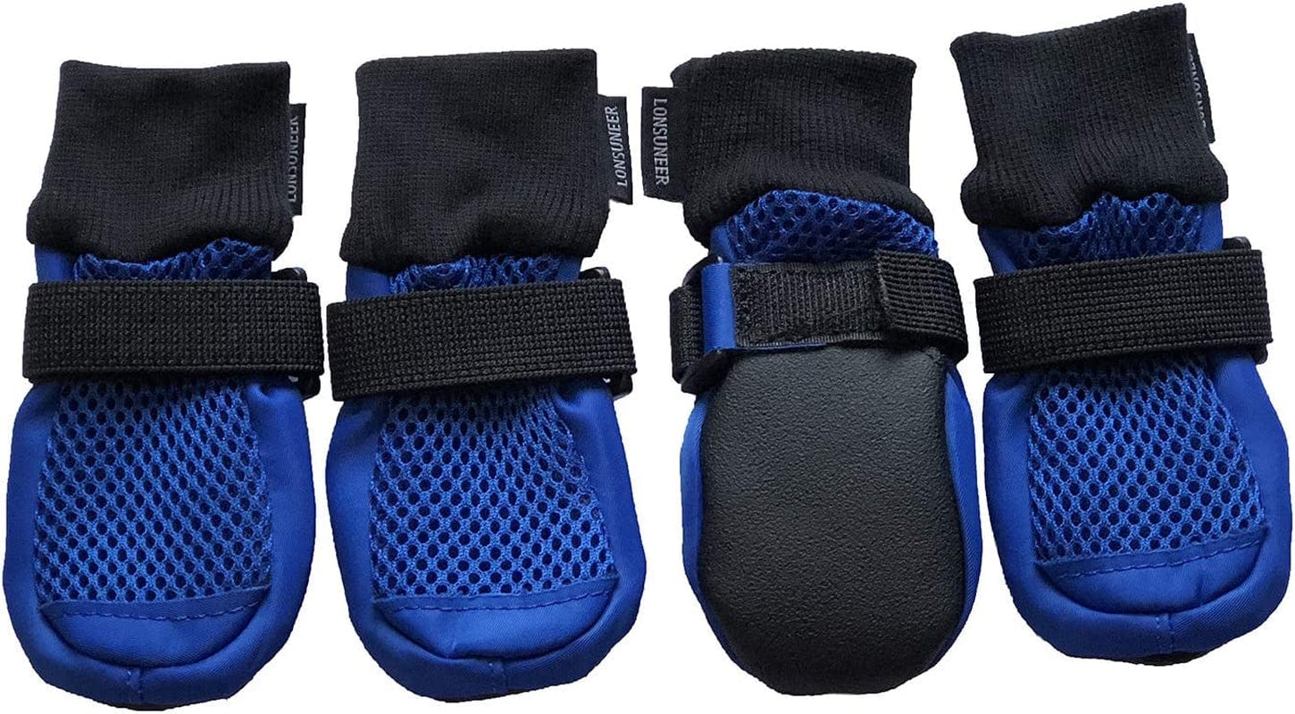 LONSUNEER Dog Boots Breathable Protect Paws Soft Nonslip Soles Set of 4 Size Large Color Red Animals & Pet Supplies > Pet Supplies > Dog Supplies > Dog Apparel Lifeful Blue X-Small 