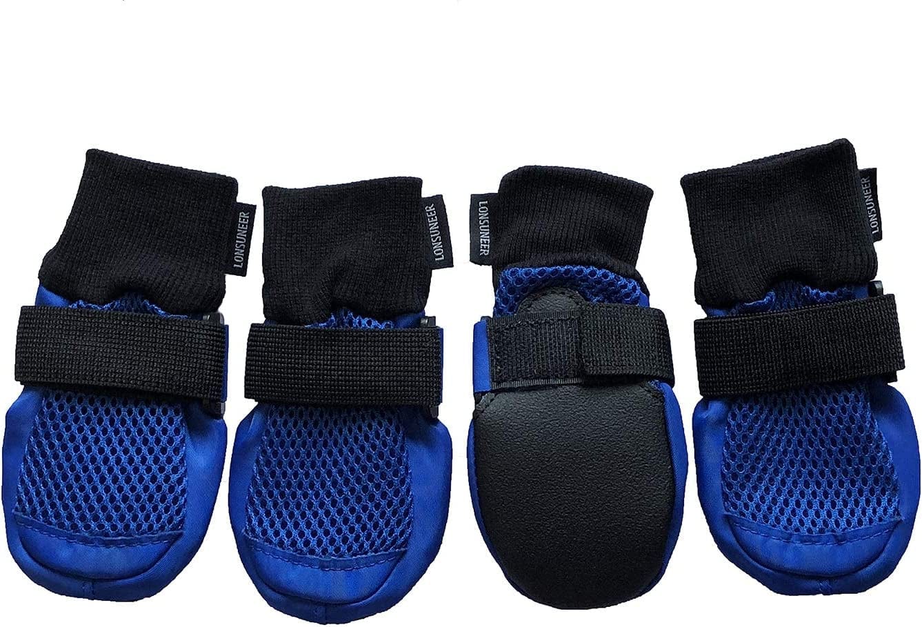 LONSUNEER Dog Boots Breathable Protect Paws Soft Nonslip Soles Set of 4 Size Large Color Red Animals & Pet Supplies > Pet Supplies > Dog Supplies > Dog Apparel Lifeful Blue Medium 
