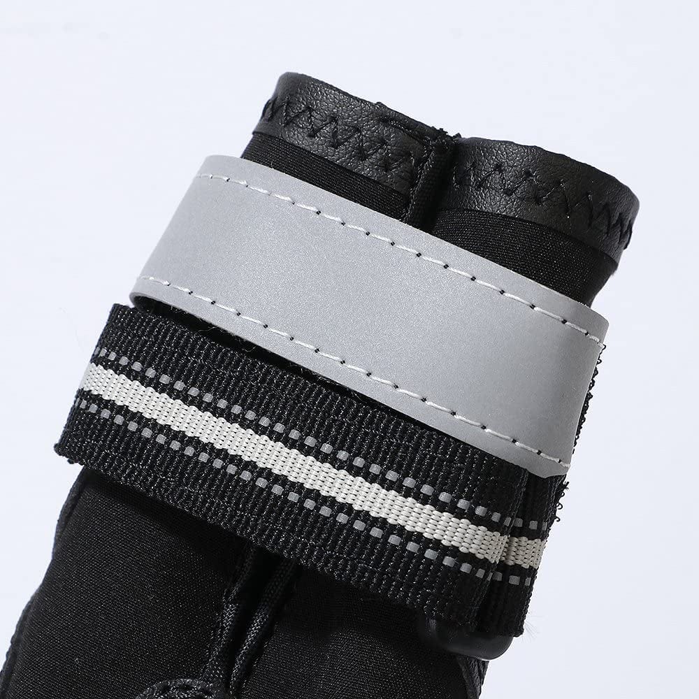 Lovencity Dog Boots Dog Waterproof Shoes with Adjustable Reflective Straps Snow Boots Rain Shoes for Medium Large Dogs Rugged Anti-Slip Sole Black 4PCS (Size 4: 2.56"X1.97") Animals & Pet Supplies > Pet Supplies > Dog Supplies > Dog Apparel LovenCity   