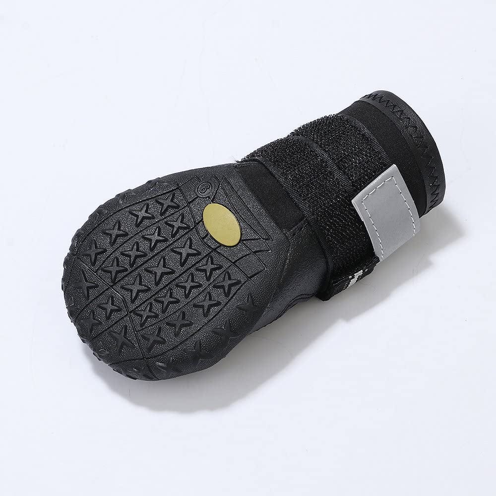 Lovencity Dog Boots Dog Waterproof Shoes with Adjustable Reflective Straps Snow Boots Rain Shoes for Medium Large Dogs Rugged Anti-Slip Sole Black 4PCS (Size 4: 2.56"X1.97") Animals & Pet Supplies > Pet Supplies > Dog Supplies > Dog Apparel LovenCity   
