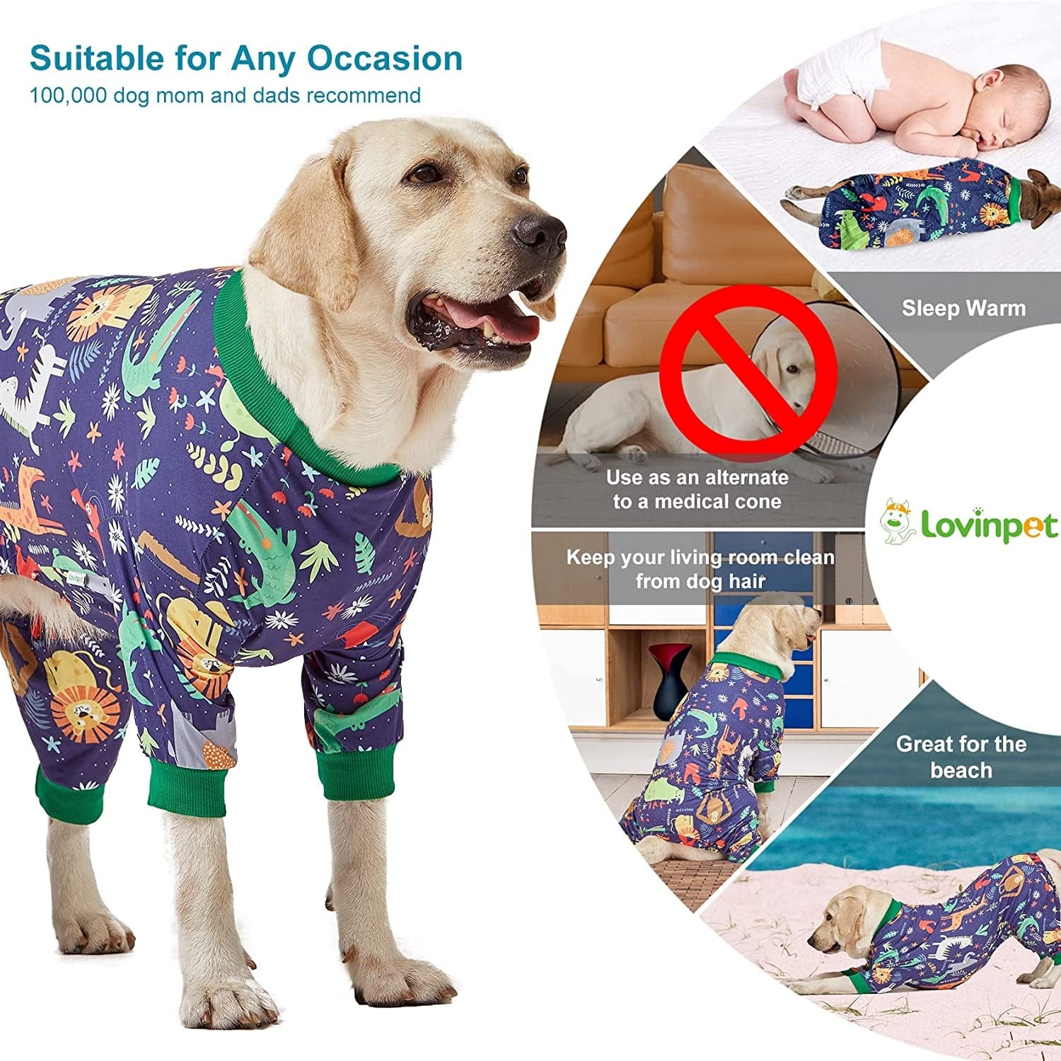 Lovinpet Big Dog Outfits anti Licking Dog Wound Care Surgery