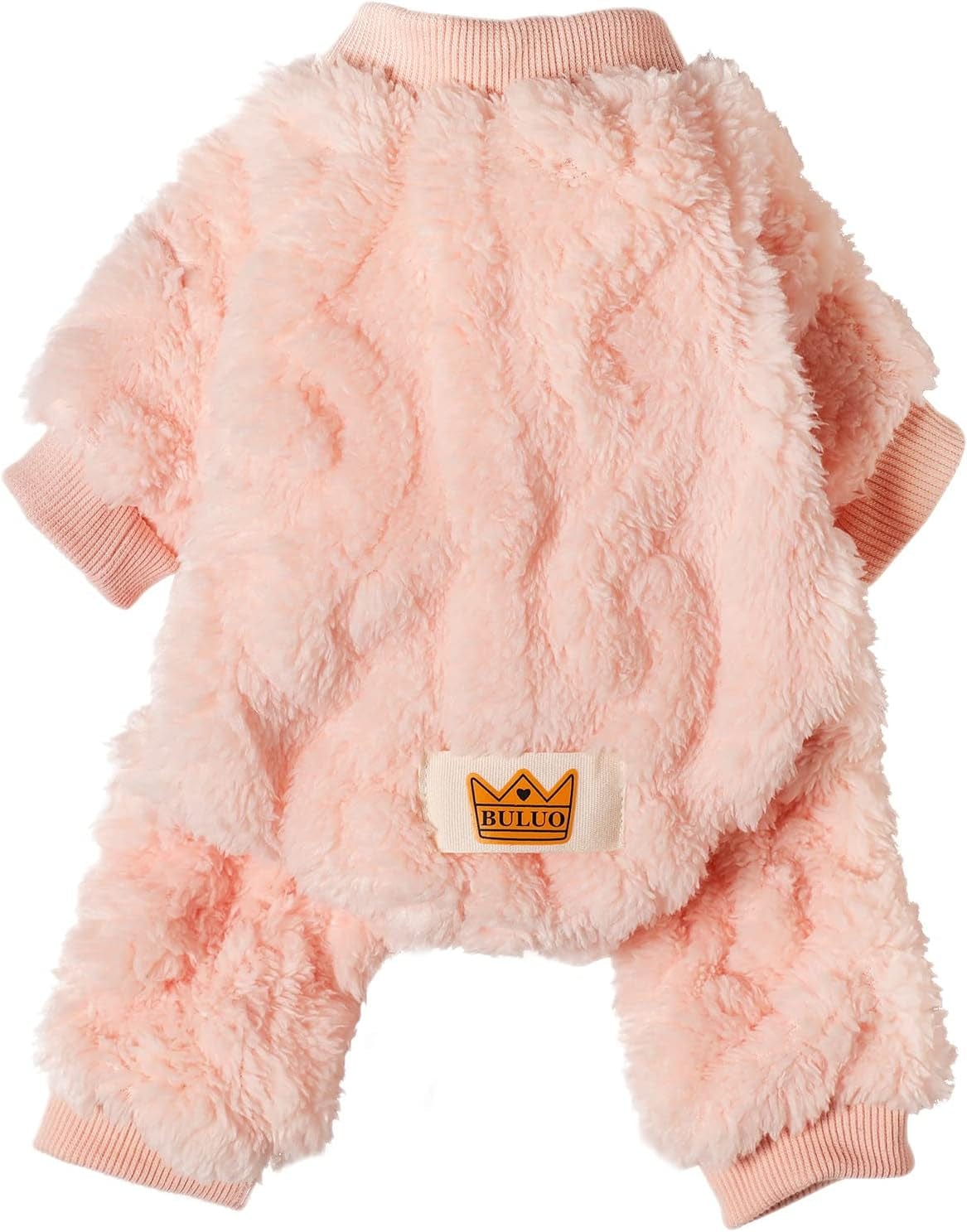 Loyanyy Plush Dog Pajamas for Cold Weather 4 Legged Clothes for Dog Cat Stretchy Puppy Kitten Onesie with Buttons Warm Soft Pet Jumpsuit Winter Coat Pink Medium Animals & Pet Supplies > Pet Supplies > Dog Supplies > Dog Apparel Loyanyy APink Medium 