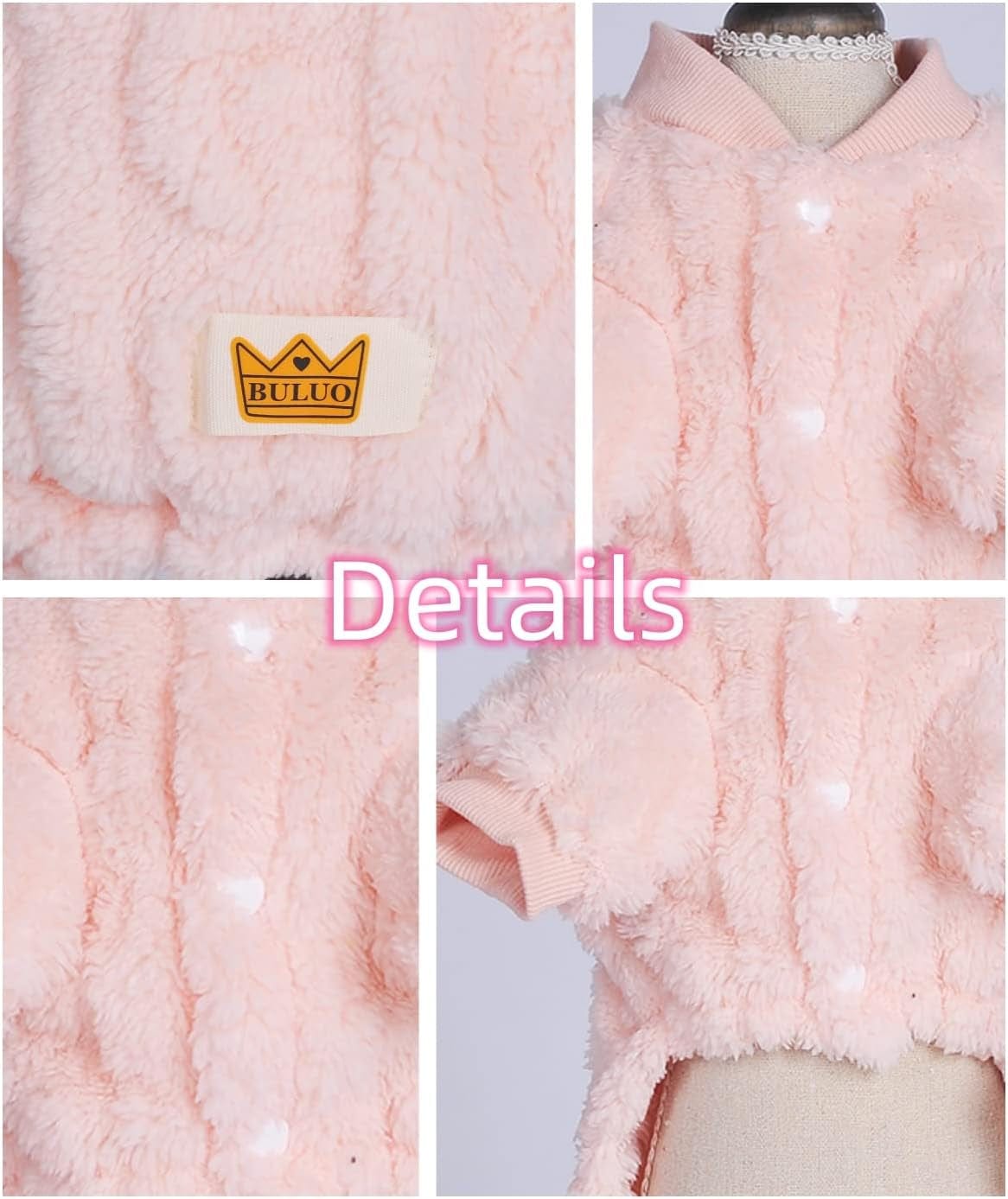 Loyanyy Plush Dog Pajamas for Cold Weather 4 Legged Clothes for Dog Cat Stretchy Puppy Kitten Onesie with Buttons Warm Soft Pet Jumpsuit Winter Coat Pink Medium Animals & Pet Supplies > Pet Supplies > Dog Supplies > Dog Apparel Loyanyy   