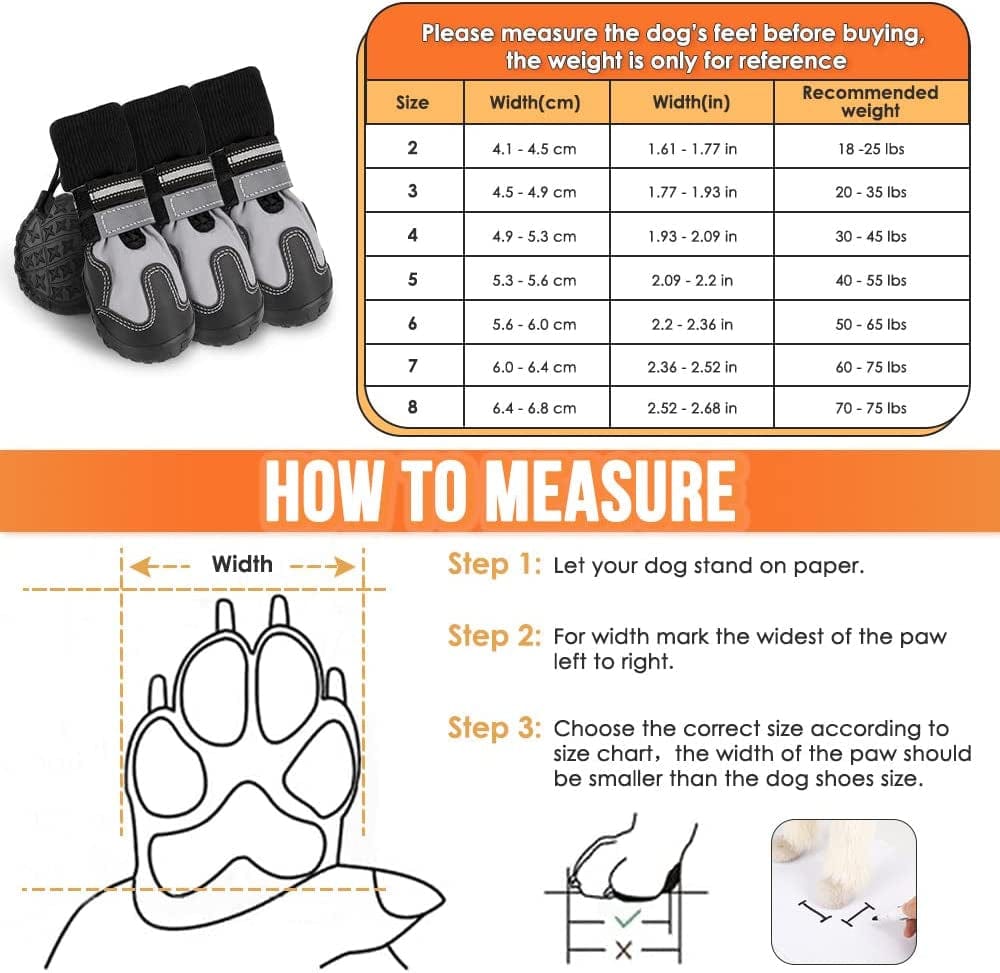 Lukovee Dog Booties, Fleece Lined Winter Dog Shoes for Small Medium Large Size Dogs, Anti-Slip Rubber Boots Waterproof Paw Protector for Outdoor Rain Cold Snow Weather (Grey, Size 6) Animals & Pet Supplies > Pet Supplies > Dog Supplies > Dog Apparel Lukovee   