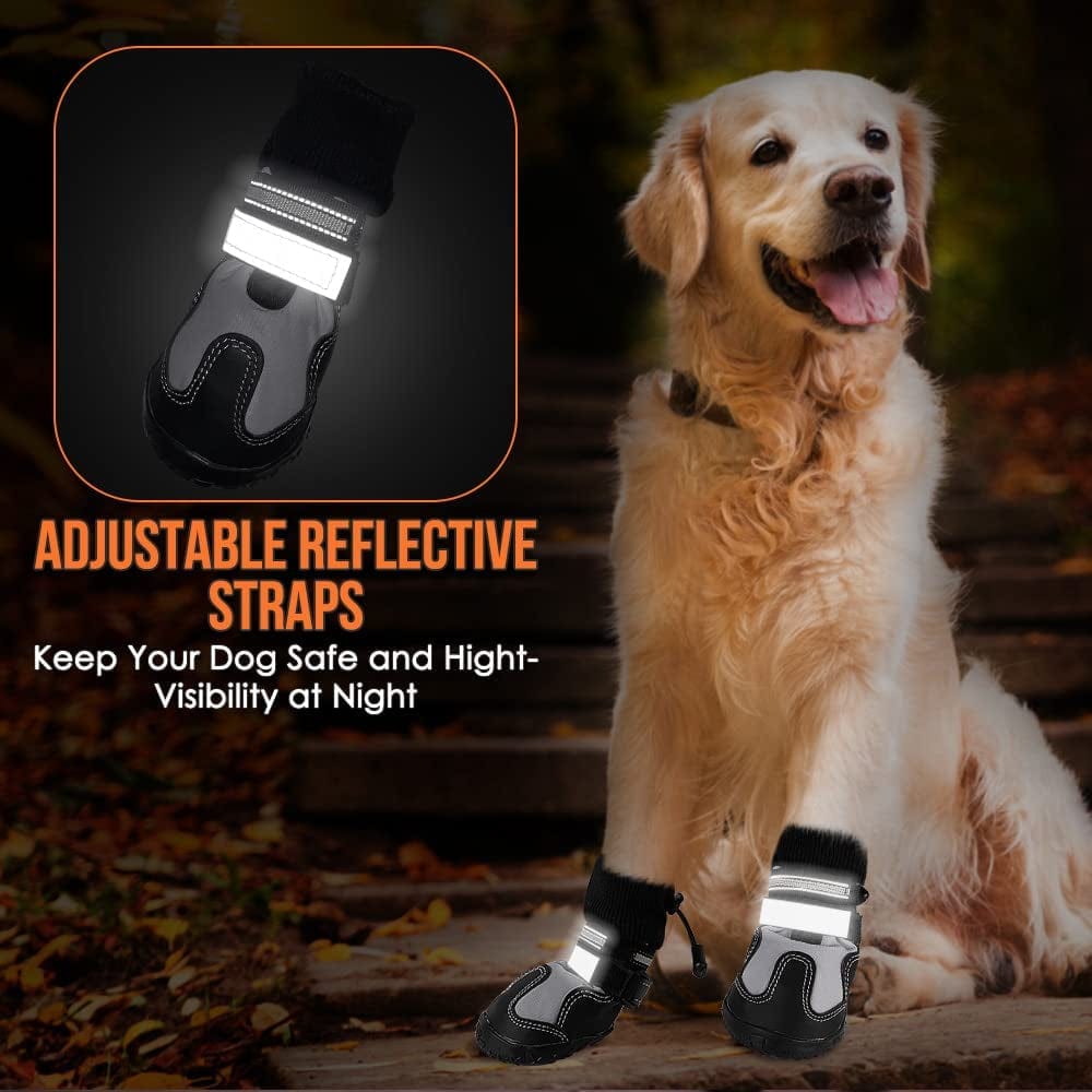 Lukovee Dog Booties, Fleece Lined Winter Dog Shoes for Small Medium Large Size Dogs, Anti-Slip Rubber Boots Waterproof Paw Protector for Outdoor Rain Cold Snow Weather (Grey, Size 6) Animals & Pet Supplies > Pet Supplies > Dog Supplies > Dog Apparel Lukovee   