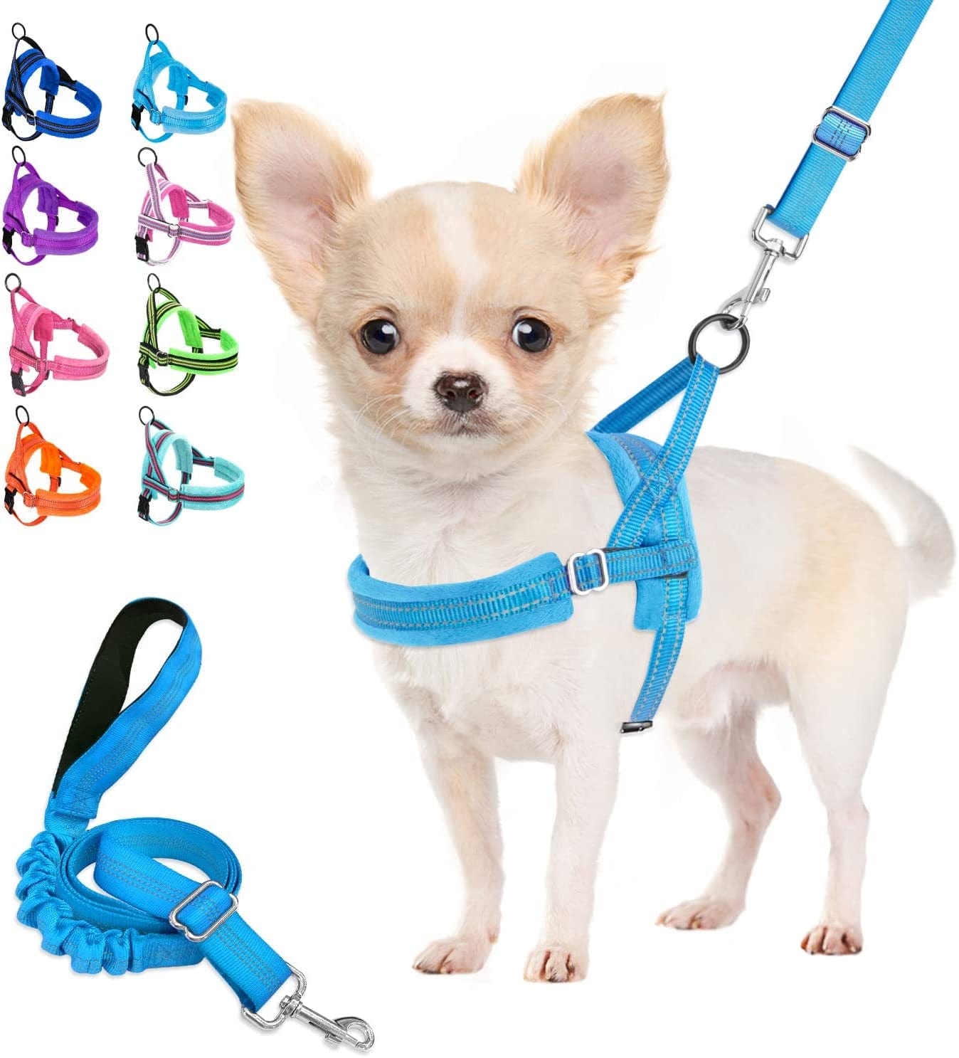 Lukovee Walking Dog Harness and Leash, Heavy Duty Adjustable Puppy Harness Soft Padded Reflective Vest Harness Anti-Twist 4FT Pet Lead Quick Fit Lightweight for Small Dog Cat (Xx-Small, Pink) Animals & Pet Supplies > Pet Supplies > Dog Supplies > Dog Apparel Lukovee Light Blue S ( Chest 17.5'' ~ 22'') 