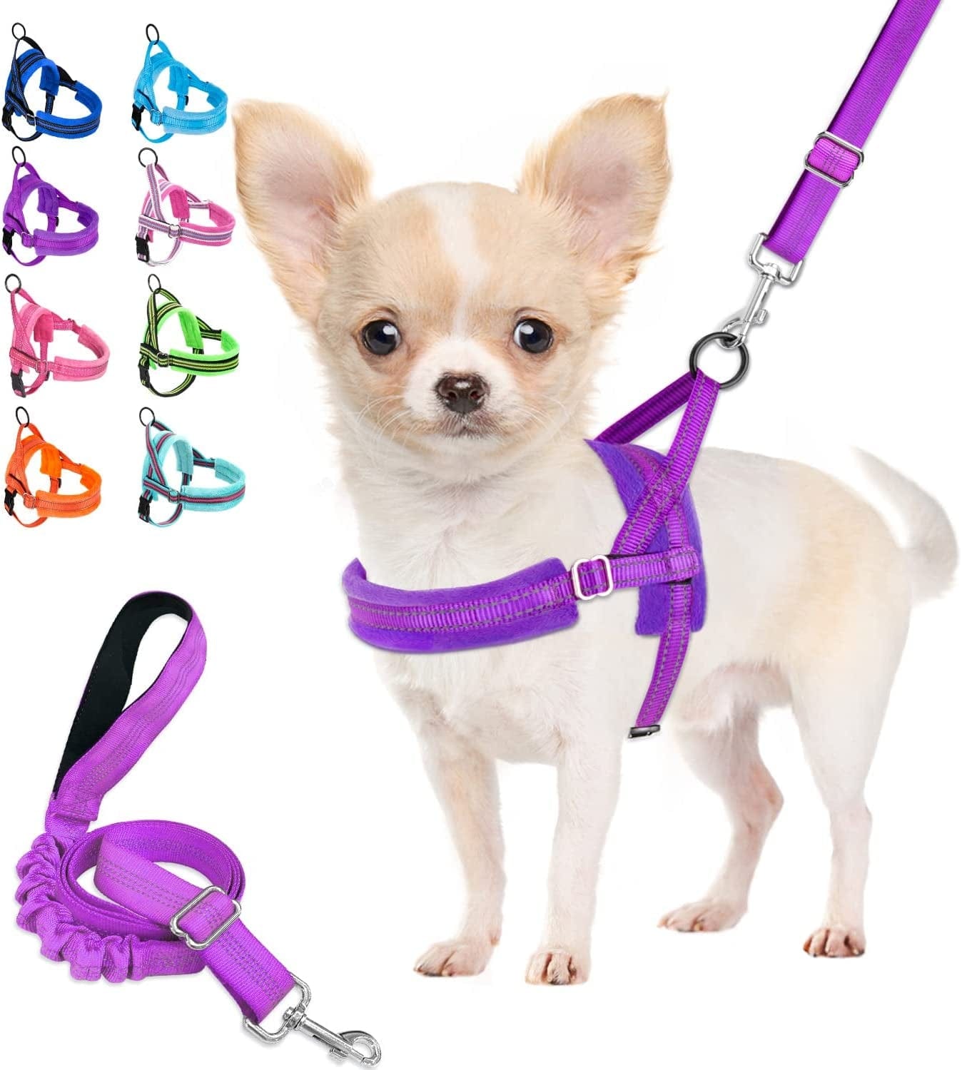 Lukovee Walking Dog Harness and Leash, Heavy Duty Adjustable Puppy Harness Soft Padded Reflective Vest Harness Anti-Twist 4FT Pet Lead Quick Fit Lightweight for Small Dog Cat (Xx-Small, Pink) Animals & Pet Supplies > Pet Supplies > Dog Supplies > Dog Apparel Lukovee A-Purple M ( Chest 21.2'' ~ 26.7'') 