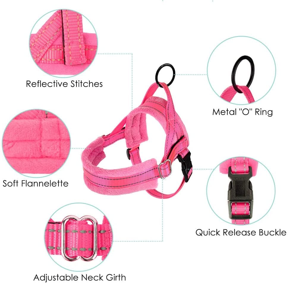 Lukovee Walking Dog Harness and Leash, Heavy Duty Adjustable Puppy Harness Soft Padded Reflective Vest Harness Anti-Twist 4FT Pet Lead Quick Fit Lightweight for Small Dog Cat (Xx-Small, Pink) Animals & Pet Supplies > Pet Supplies > Dog Supplies > Dog Apparel Lukovee   