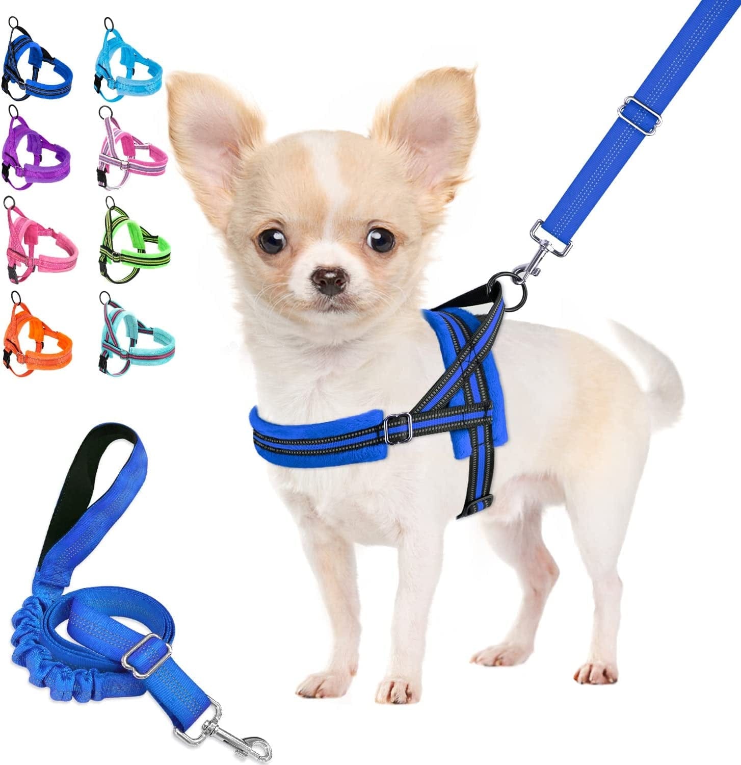 Lukovee Walking Dog Harness and Leash, Heavy Duty Adjustable Puppy Harness Soft Padded Reflective Vest Harness Anti-Twist 4FT Pet Lead Quick Fit Lightweight for Small Dog Cat (Xx-Small, Pink) Animals & Pet Supplies > Pet Supplies > Dog Supplies > Dog Apparel Lukovee Blue XXS ( Chest 11.5'' ~ 15'') 