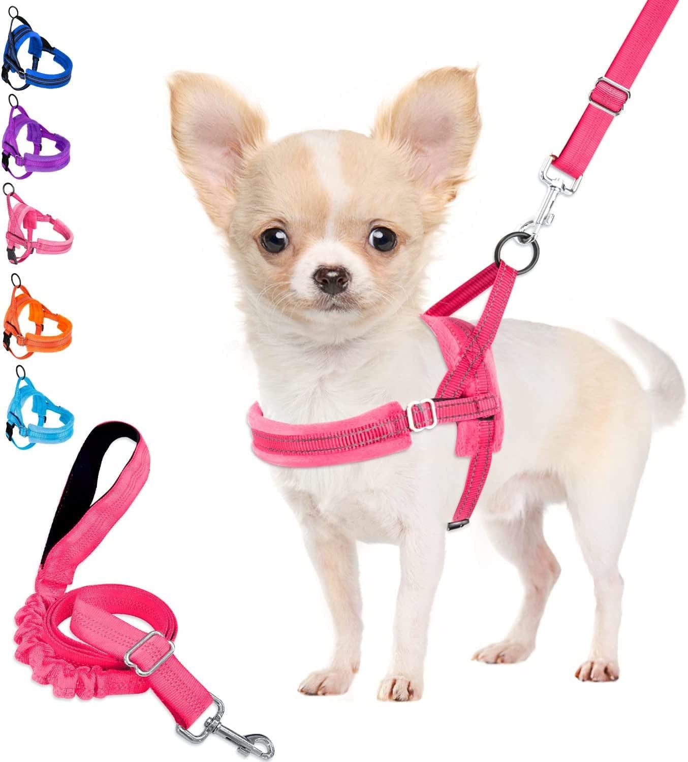 Lukovee Walking Dog Harness and Leash, Heavy Duty Adjustable Puppy Harness Soft Padded Reflective Vest Harness Anti-Twist 4FT Pet Lead Quick Fit Lightweight for Small Dog Cat (Xx-Small, Pink) Animals & Pet Supplies > Pet Supplies > Dog Supplies > Dog Apparel Lukovee B-pink L ( Chest 26.7'' ~ 36.2'') 