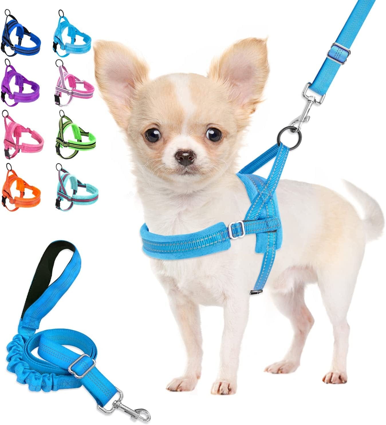 Lukovee Walking Dog Harness and Leash, Heavy Duty Adjustable Puppy Harness Soft Padded Reflective Vest Harness Anti-Twist 4FT Pet Lead Quick Fit Lightweight for Small Dog Cat (Xx-Small, Pink) Animals & Pet Supplies > Pet Supplies > Dog Supplies > Dog Apparel Lukovee Light Blue XXS ( Chest 11.5'' ~ 15'') 