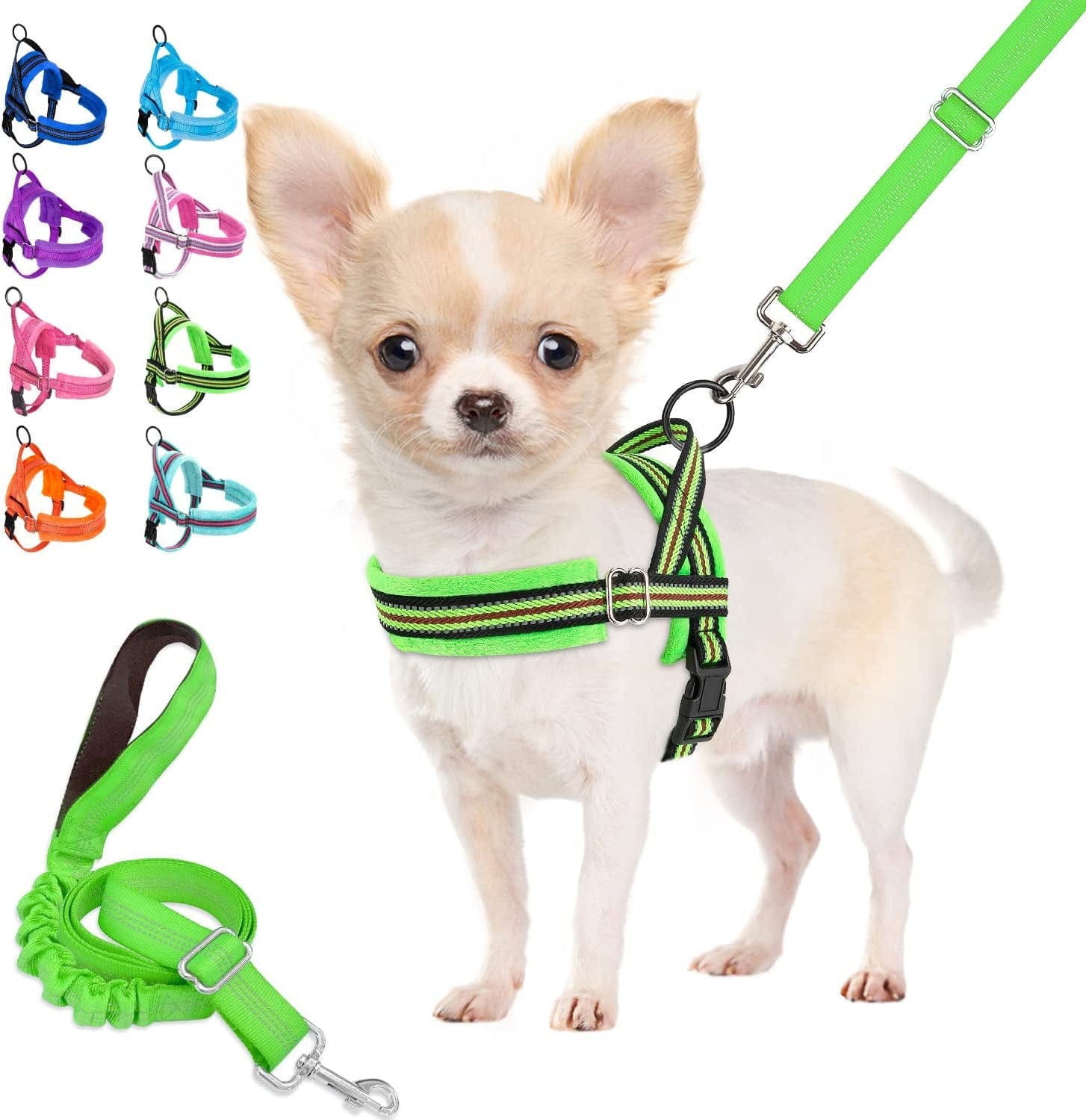 Lukovee Walking Dog Harness and Leash, Heavy Duty Adjustable Puppy Harness Soft Padded Reflective Vest Harness Anti-Twist 4FT Pet Lead Quick Fit Lightweight for Small Dog Cat (Xx-Small, Pink) Animals & Pet Supplies > Pet Supplies > Dog Supplies > Dog Apparel Lukovee Green - with Stripe M ( Chest 21.2'' ~ 26.7'') 