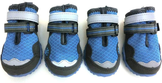 Lymenden Breathable Dog Boots,Mesh Dog Shoes,Paw Protectors with Reflective and Adjustable Straps and Wear-Resisting Soles,4Pcs(8, Blue) Animals & Pet Supplies > Pet Supplies > Dog Supplies > Dog Apparel Lymenden Blue 5 