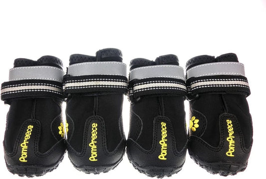 Lymenden Dog Boots,Waterproof Dog Shoes,Paw Protectors with Reflective and Adjustable Straps and Wear-Resisting Soles,4Pcs (4,Black) Animals & Pet Supplies > Pet Supplies > Dog Supplies > Dog Apparel Lymenden Black 4(Width 2.25'') 