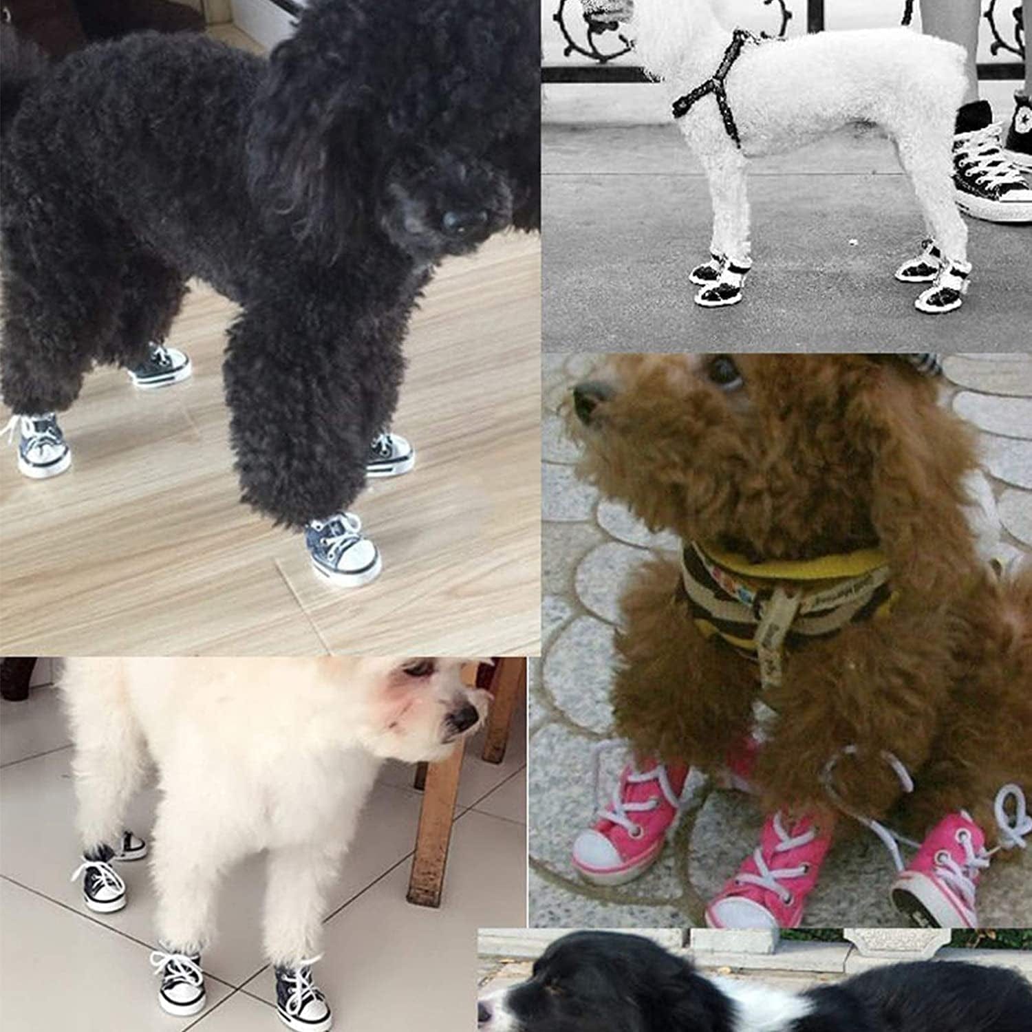 Magicorange 4 Pcs Pet Shoes Puppy Sport Denim Shoes, Outdoor Anti-Slip Sneaker Boot Causal Dog Shoes for Small Medium Size and Large Dogs (#5, Pink) Animals & Pet Supplies > Pet Supplies > Dog Supplies > Dog Apparel Magicorange   