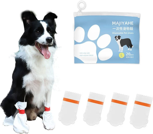 MAJIYAHE 20PCS Disposable Pet Shoes Waterproof Dirty-Proof Dog Boots Dog Walking Shoes with Elastic Bandage for Dog Paw Protection,Large Size Animals & Pet Supplies > Pet Supplies > Dog Supplies > Dog Apparel MAJIYAHE Large  
