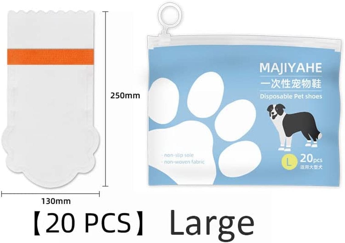 MAJIYAHE 20PCS Disposable Pet Shoes Waterproof Dirty-Proof Dog Boots Dog Walking Shoes with Elastic Bandage for Dog Paw Protection,Large Size Animals & Pet Supplies > Pet Supplies > Dog Supplies > Dog Apparel MAJIYAHE   
