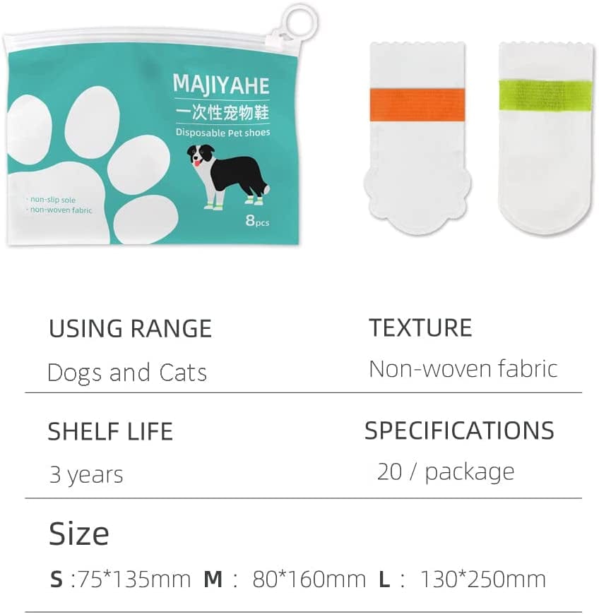 MAJIYAHE 20PCS Disposable Pet Shoes Waterproof Dirty-Proof Dog Boots Dog Walking Shoes with Elastic Bandage for Dog Paw Protection,Large Size Animals & Pet Supplies > Pet Supplies > Dog Supplies > Dog Apparel MAJIYAHE   