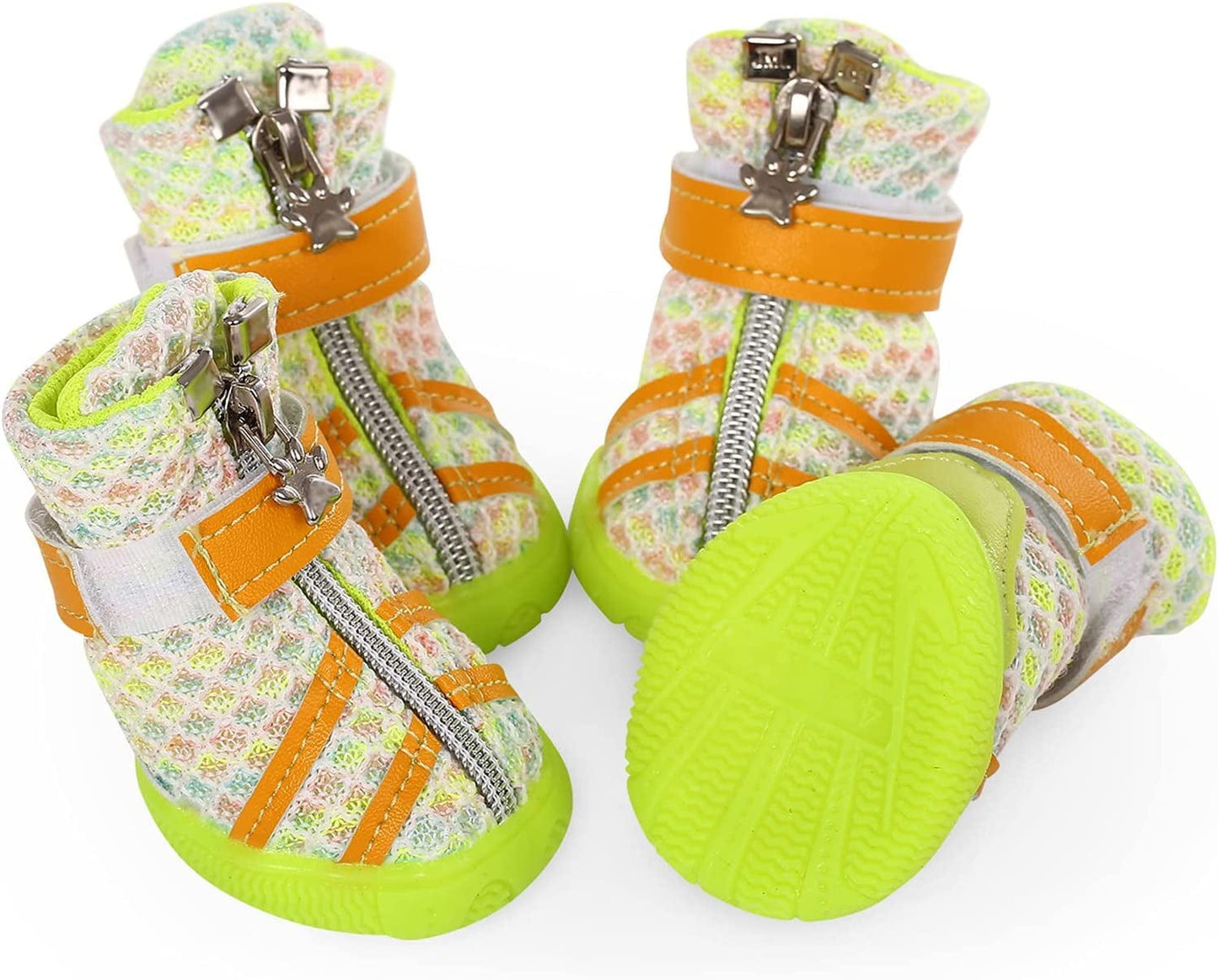 MAZORT Dog Boots, Doggy Anti-Slip Mesh Shoes with Gum-Rubber Soles, Pet Breathable Paw Protector with Zipper and Sticker Strap for Small Puppy (4#, Green) Animals & Pet Supplies > Pet Supplies > Dog Supplies > Dog Apparel MAZORT   