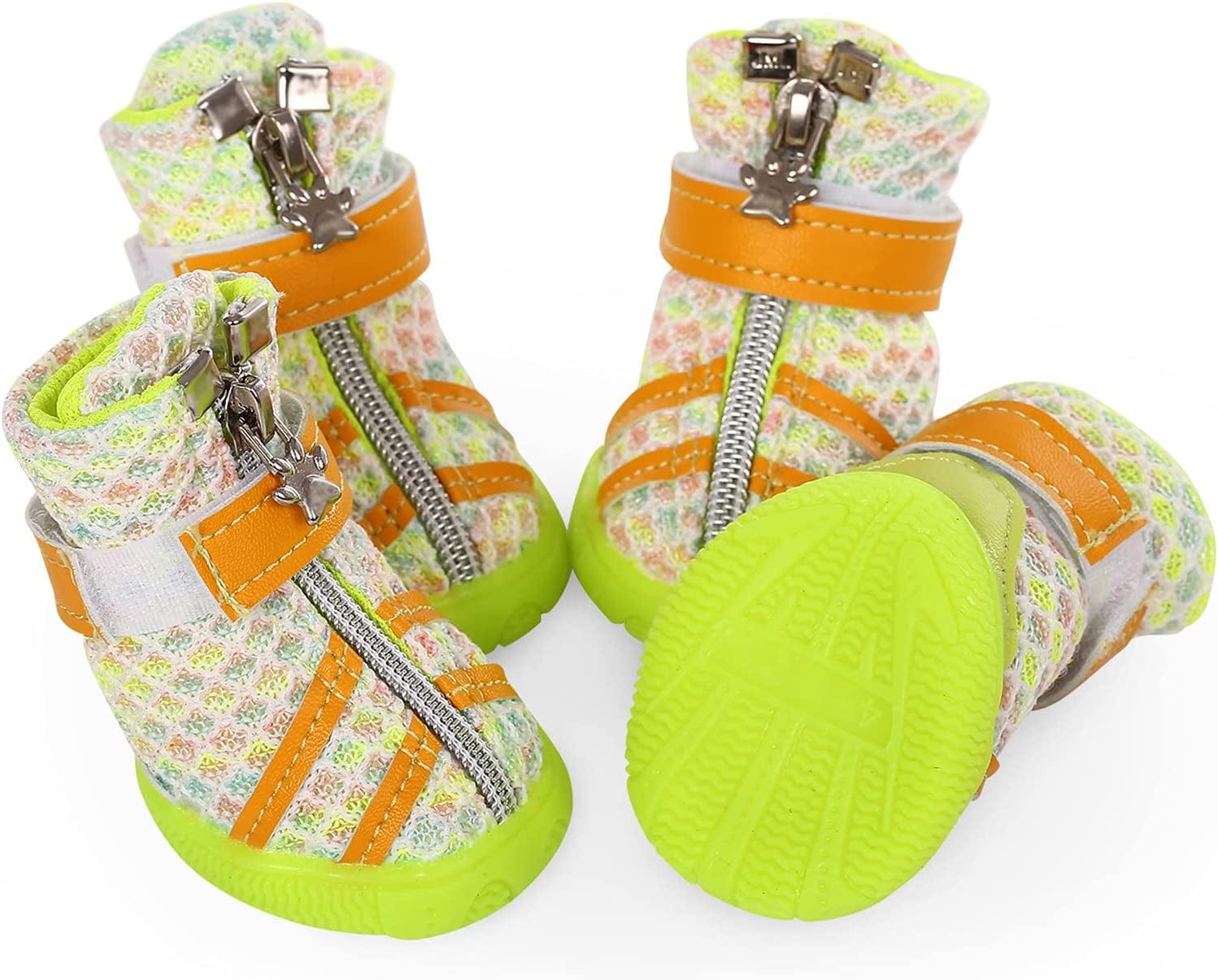 MAZORT Dog Boots, Doggy Anti-Slip Mesh Shoes with Gum-Rubber Soles, Pet Breathable Paw Protector with Zipper and Sticker Strap for Small Puppy (4#, Green) Animals & Pet Supplies > Pet Supplies > Dog Supplies > Dog Apparel MAZORT   