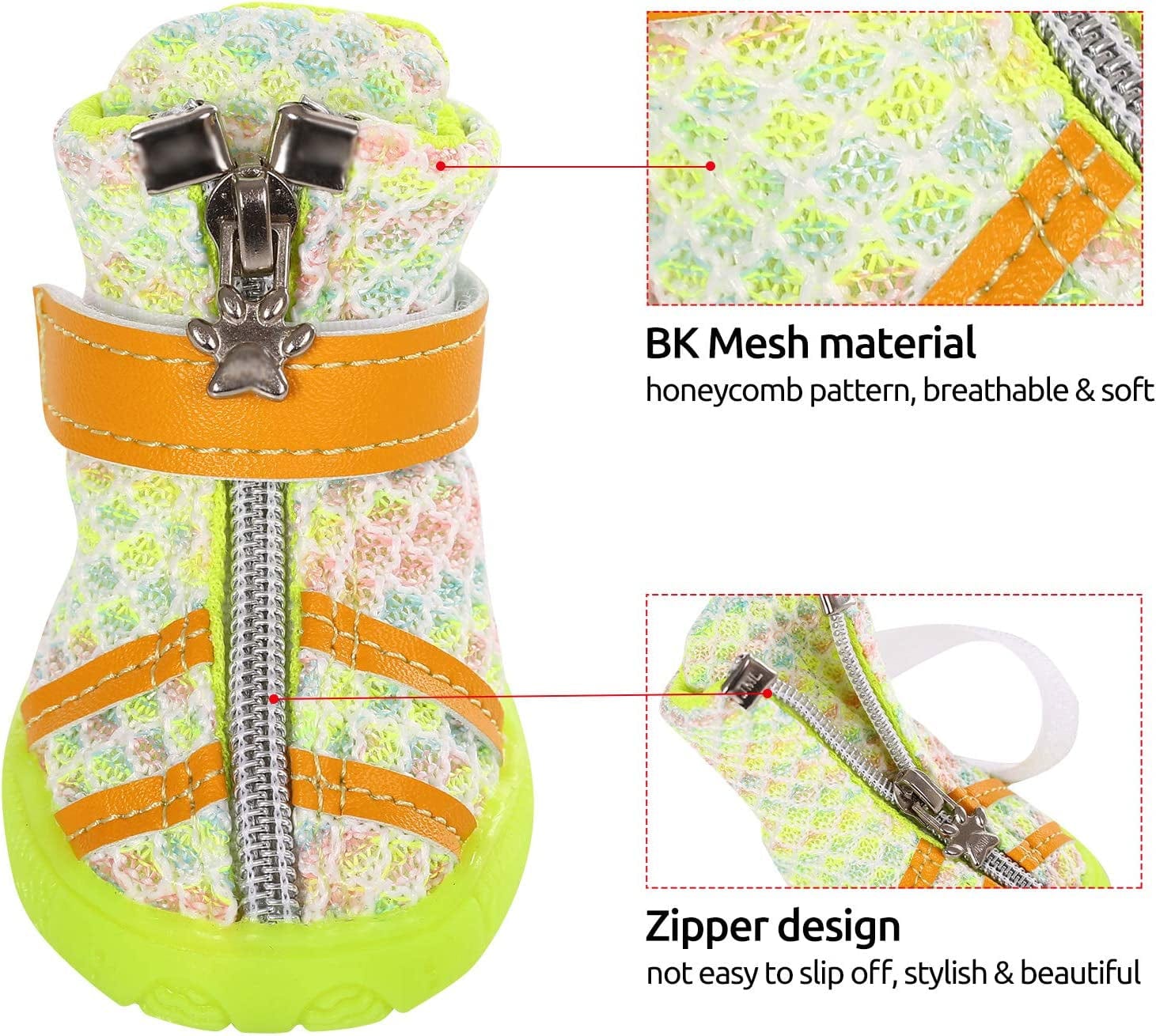 MAZORT Dog Boots, Doggy Anti-Slip Mesh Shoes with Gum-Rubber Soles, Pet Breathable Paw Protector with Zipper and Sticker Strap for Small Puppy (4#, Green) Animals & Pet Supplies > Pet Supplies > Dog Supplies > Dog Apparel MAZORT   