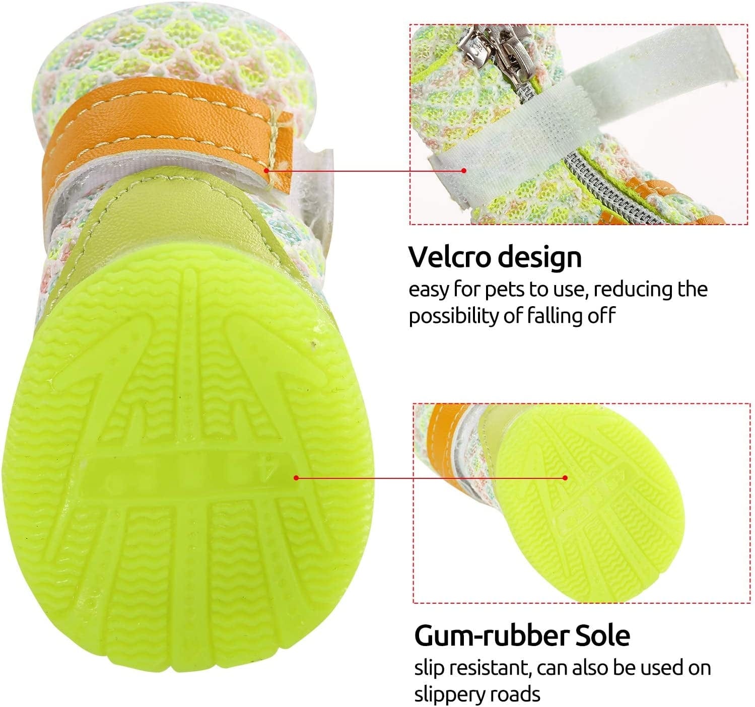 MAZORT Dog Boots, Doggy Anti-Slip Mesh Shoes with Gum-Rubber Soles, Pet Breathable Paw Protector with Zipper and Sticker Strap for Small Puppy (4#, Green) Animals & Pet Supplies > Pet Supplies > Dog Supplies > Dog Apparel MAZORT   