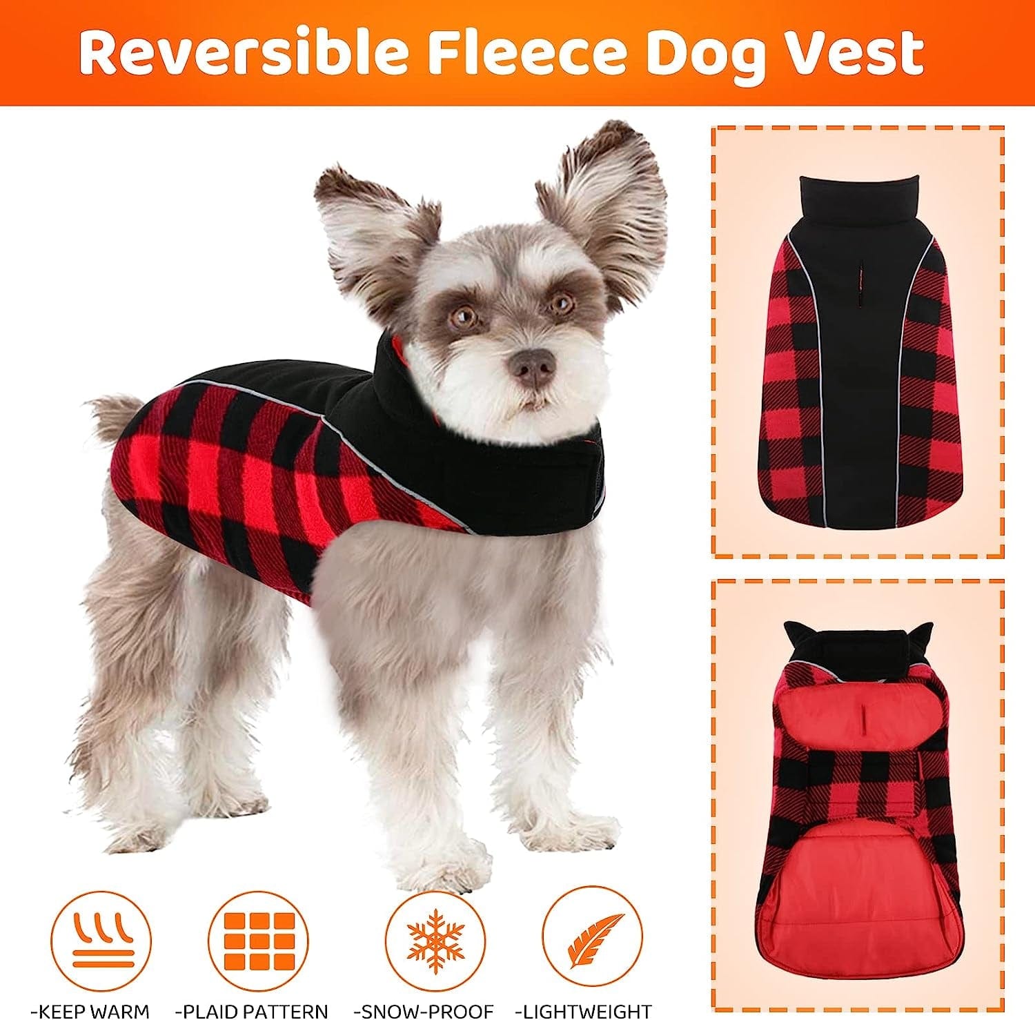 MIGOHI Winter Dog Coat, Reversible Waterproof Reflective Dog Jacket, British Style Dog Clothes for Cold Weather, Warm Pet Vest for Small Medium Large Dog for Winter Animals & Pet Supplies > Pet Supplies > Dog Supplies > Dog Apparel MIGOHI   