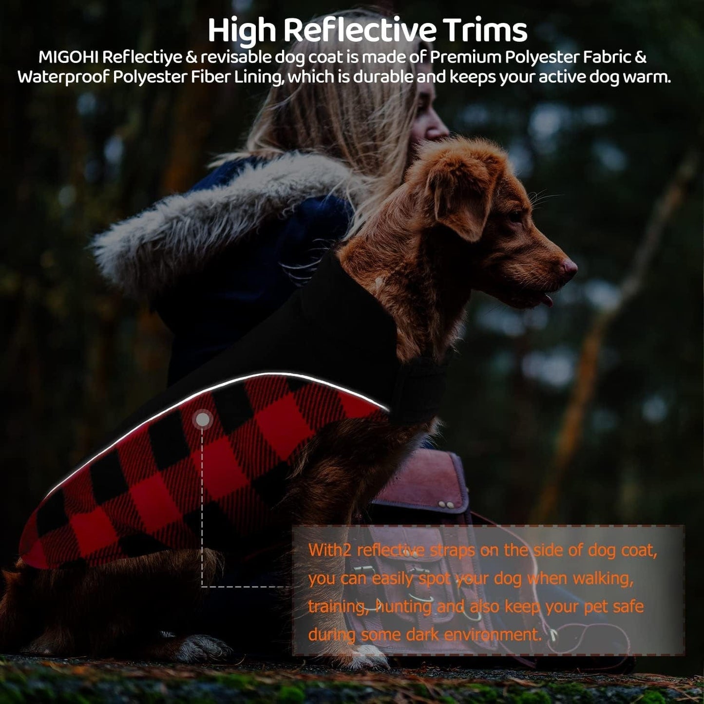 MIGOHI Winter Dog Coat, Reversible Waterproof Reflective Dog Jacket, British Style Dog Clothes for Cold Weather, Warm Pet Vest for Small Medium Large Dog for Winter Animals & Pet Supplies > Pet Supplies > Dog Supplies > Dog Apparel MIGOHI   