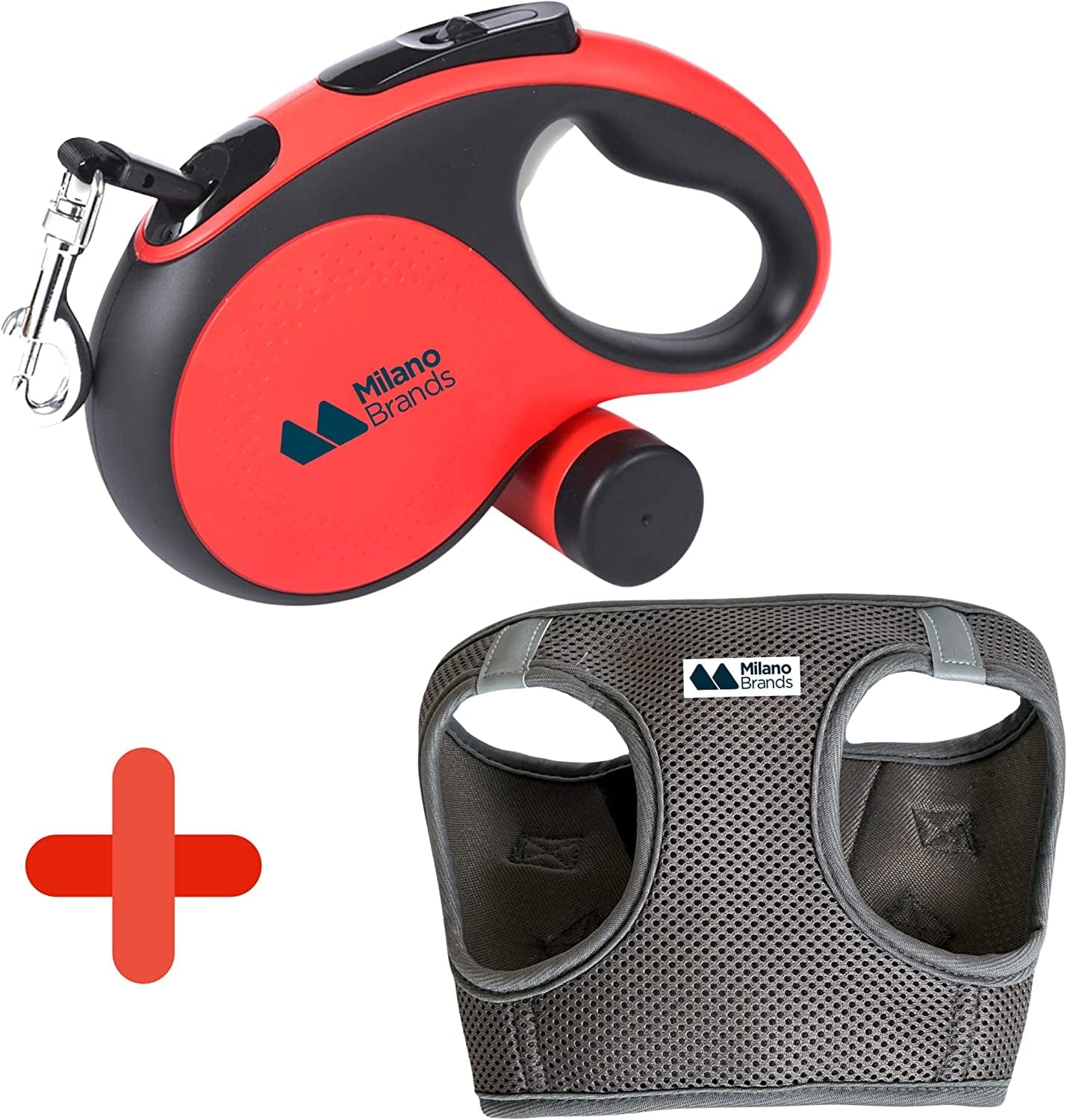 Milano Brands Set Dog Leash Retractable - with Poop Bags Dispenser/Dog Vest Harness/Step In/Air Mesh/Pull Free Animals & Pet Supplies > Pet Supplies > Dog Supplies > Dog Apparel Milano Brands   