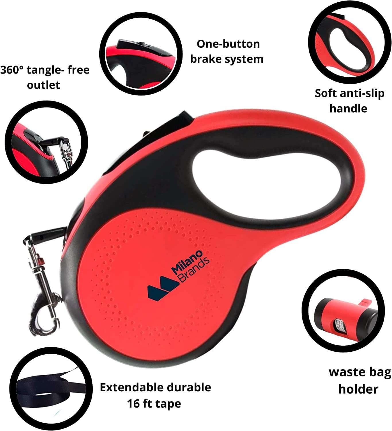 Milano Brands Set Dog Leash Retractable - with Poop Bags Dispenser/Dog Vest Harness/Step In/Air Mesh/Pull Free Animals & Pet Supplies > Pet Supplies > Dog Supplies > Dog Apparel Milano Brands   