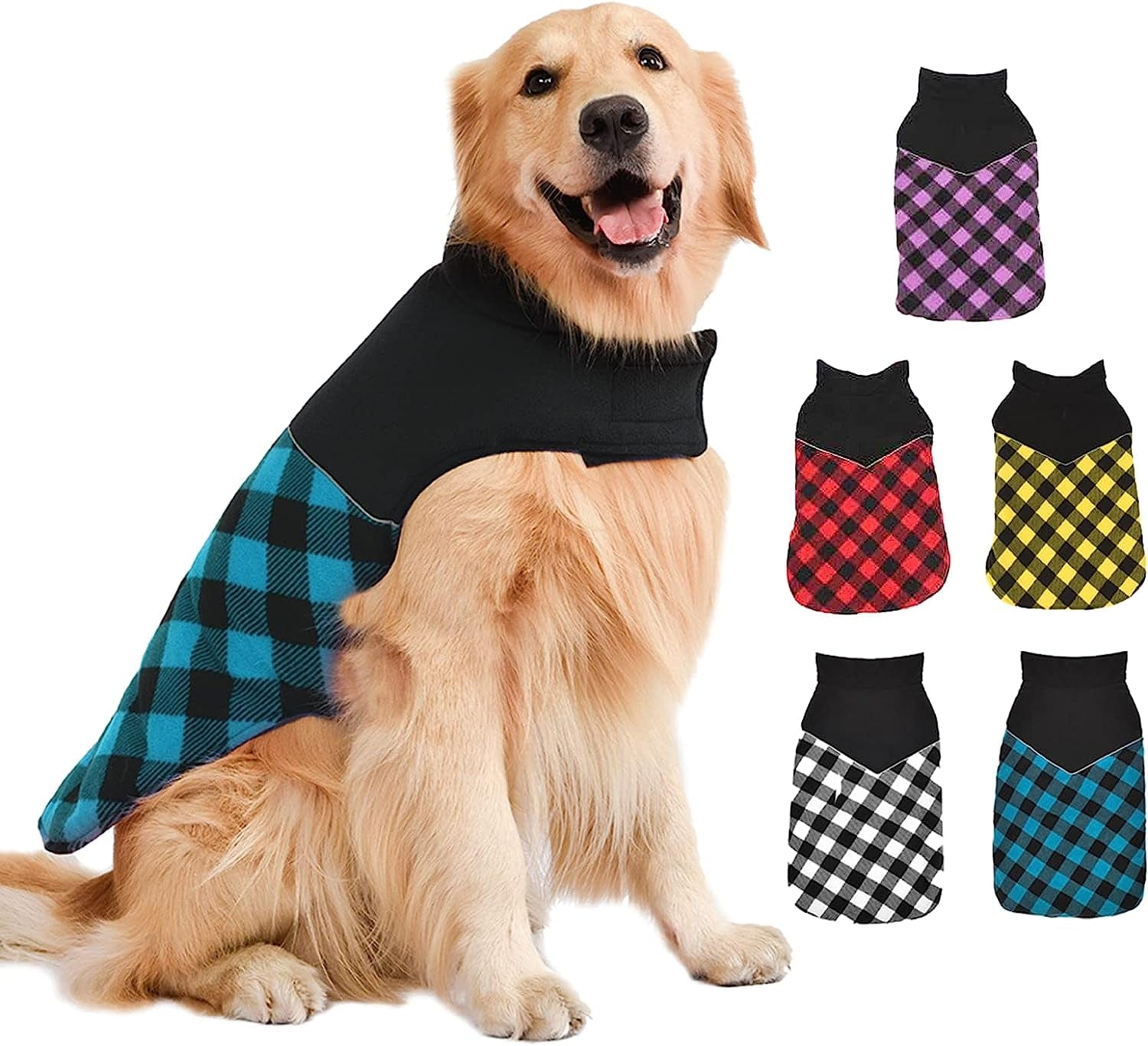 Mklhgty Dog Winter Coat Plaid Dog Jacket, Christmas Reflective Warm Pet Clothes Waterproof Windproof Clothes, Cold Weather Dog Sweater for Small Medium Large Dogs Animals & Pet Supplies > Pet Supplies > Dog Supplies > Dog Apparel Mklhgty Blue Medium 