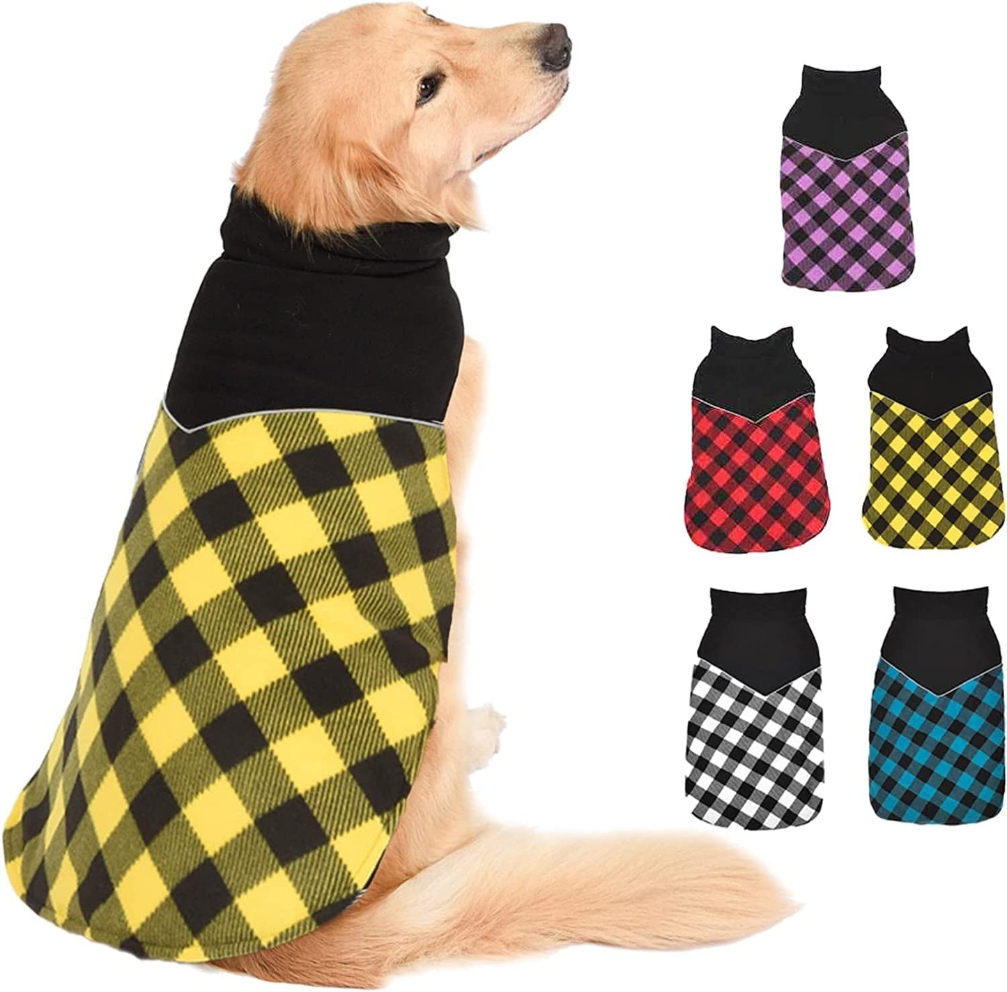 Mklhgty Dog Winter Coat Plaid Dog Jacket, Christmas Reflective Warm Pet Clothes Waterproof Windproof Clothes, Cold Weather Dog Sweater for Small Medium Large Dogs Animals & Pet Supplies > Pet Supplies > Dog Supplies > Dog Apparel Mklhgty Yellow XXX-Large 