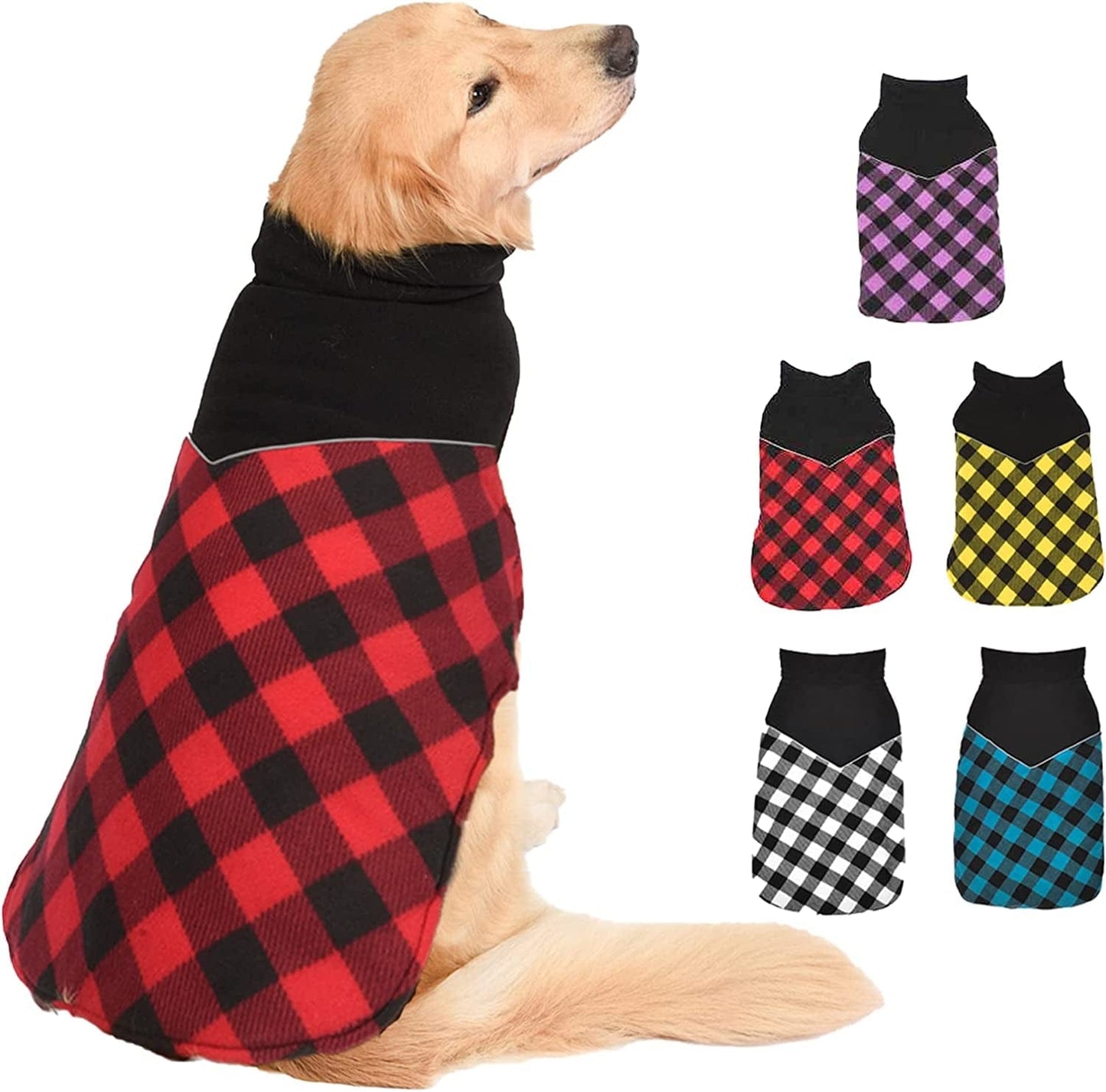 Mklhgty Dog Winter Coat Plaid Dog Jacket, Christmas Reflective Warm Pet Clothes Waterproof Windproof Clothes, Cold Weather Dog Sweater for Small Medium Large Dogs Animals & Pet Supplies > Pet Supplies > Dog Supplies > Dog Apparel Mklhgty Red X-Small 