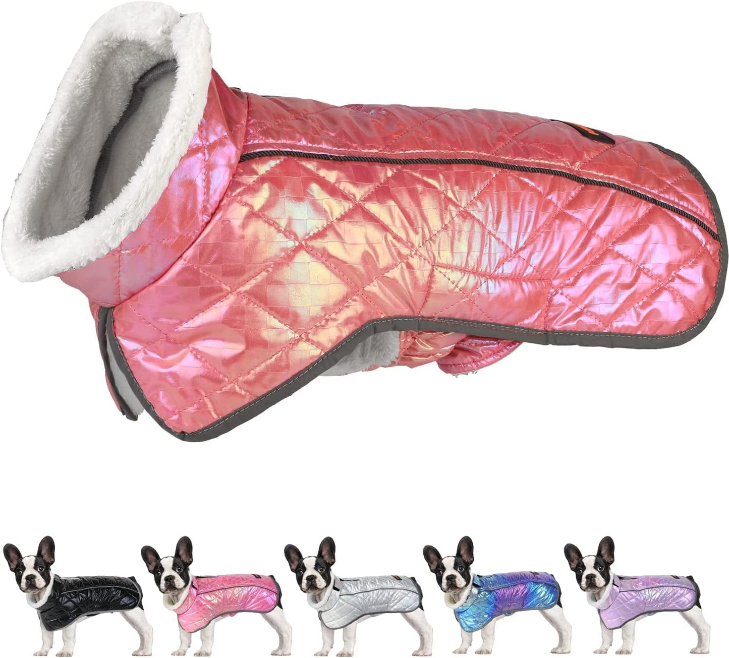 Mklhgty Dog Winter Coat, Windproof Waterproof Warm Winter Dog Jacket, Reflective & Adjustable Cold Weather for Small Medium Large Dogs with Leash Hole Dog Apparel Animals & Pet Supplies > Pet Supplies > Dog Supplies > Dog Apparel Mklhgty Pink Large 