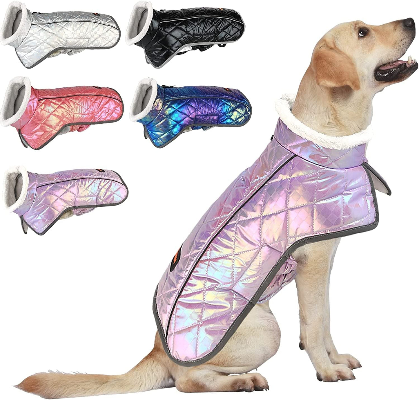 Mklhgty Dog Winter Coat, Windproof Waterproof Warm Winter Dog Jacket, Reflective & Adjustable Cold Weather for Small Medium Large Dogs with Leash Hole Dog Apparel Animals & Pet Supplies > Pet Supplies > Dog Supplies > Dog Apparel Mklhgty Purple Medium 