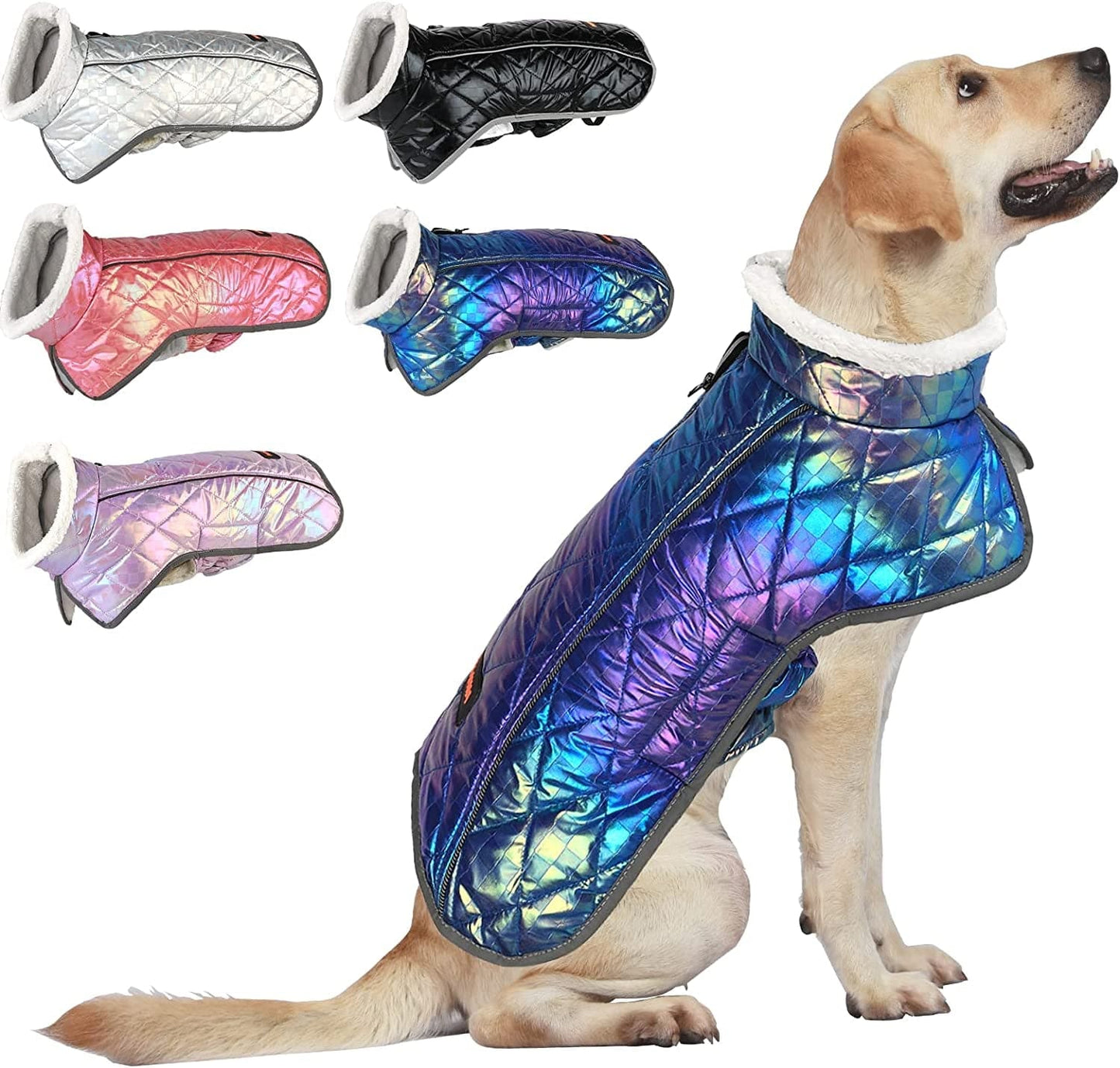 Mklhgty Dog Winter Coat, Windproof Waterproof Warm Winter Dog Jacket, Reflective & Adjustable Cold Weather for Small Medium Large Dogs with Leash Hole Dog Apparel Animals & Pet Supplies > Pet Supplies > Dog Supplies > Dog Apparel Mklhgty Blue XXX-Large 