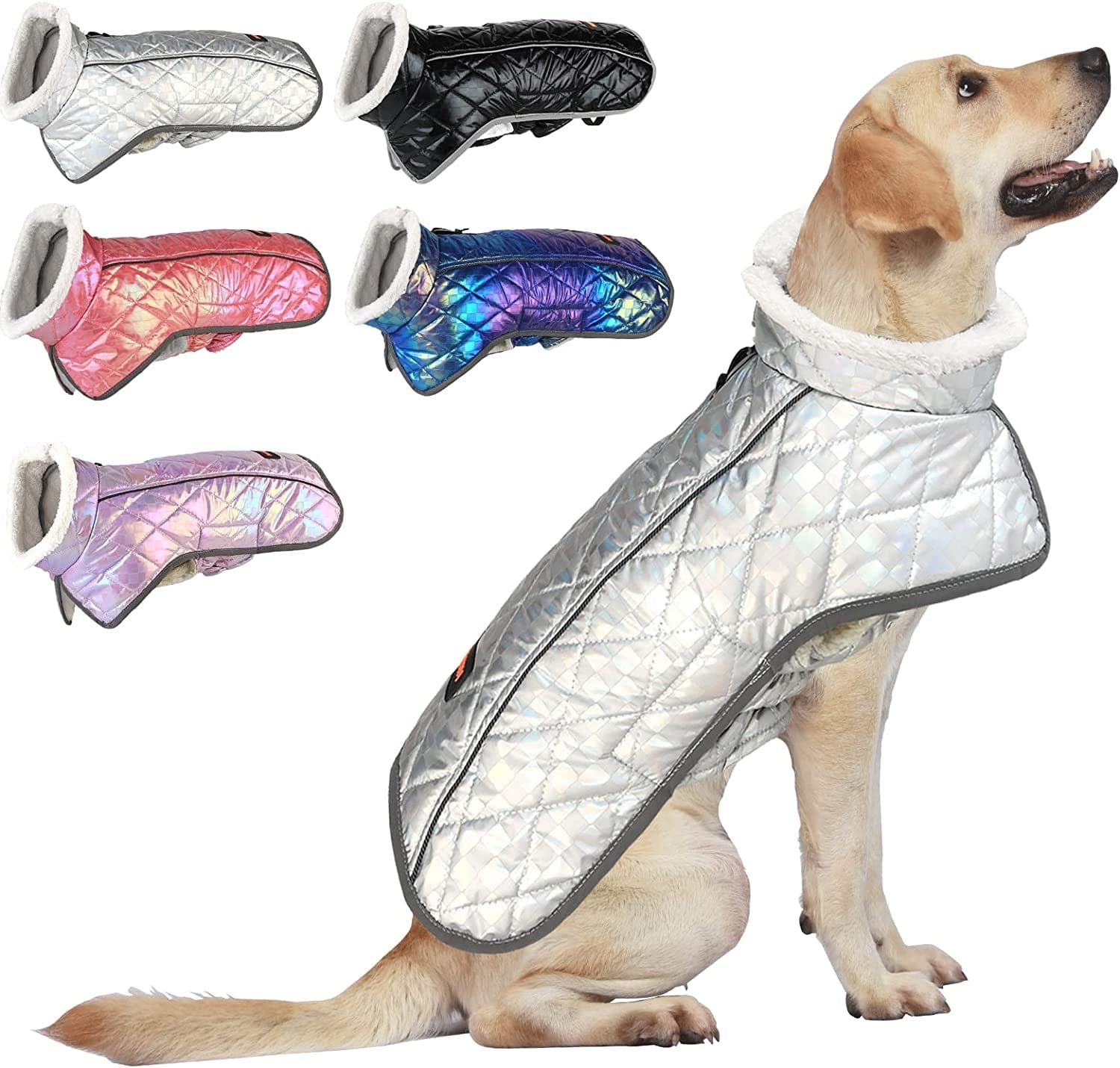 Mklhgty Dog Winter Coat, Windproof Waterproof Warm Winter Dog Jacket, Reflective & Adjustable Cold Weather for Small Medium Large Dogs with Leash Hole Dog Apparel Animals & Pet Supplies > Pet Supplies > Dog Supplies > Dog Apparel Mklhgty White X-Large 